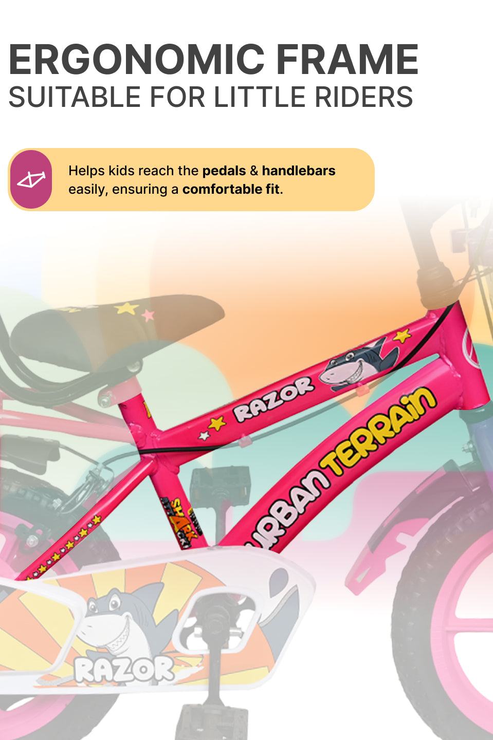 Razor Kids Cycle Steel Single Speed 14 inch, Pink, Ideal For 2.5 ft - 3.5 ft