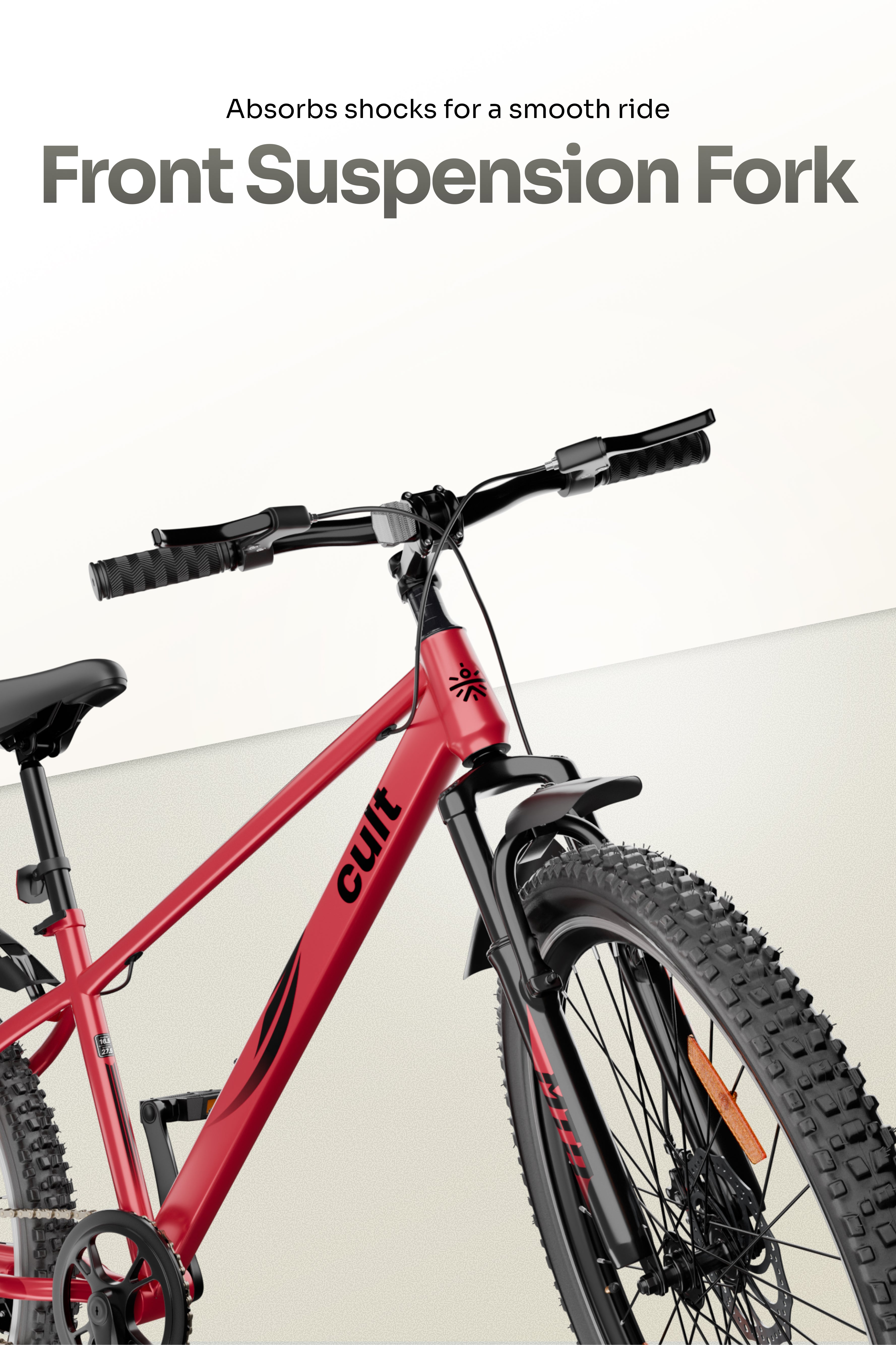 Cult Phoenix 29T Steel Mountain Bike with Dual Disc Brake and Front Suspension, Red