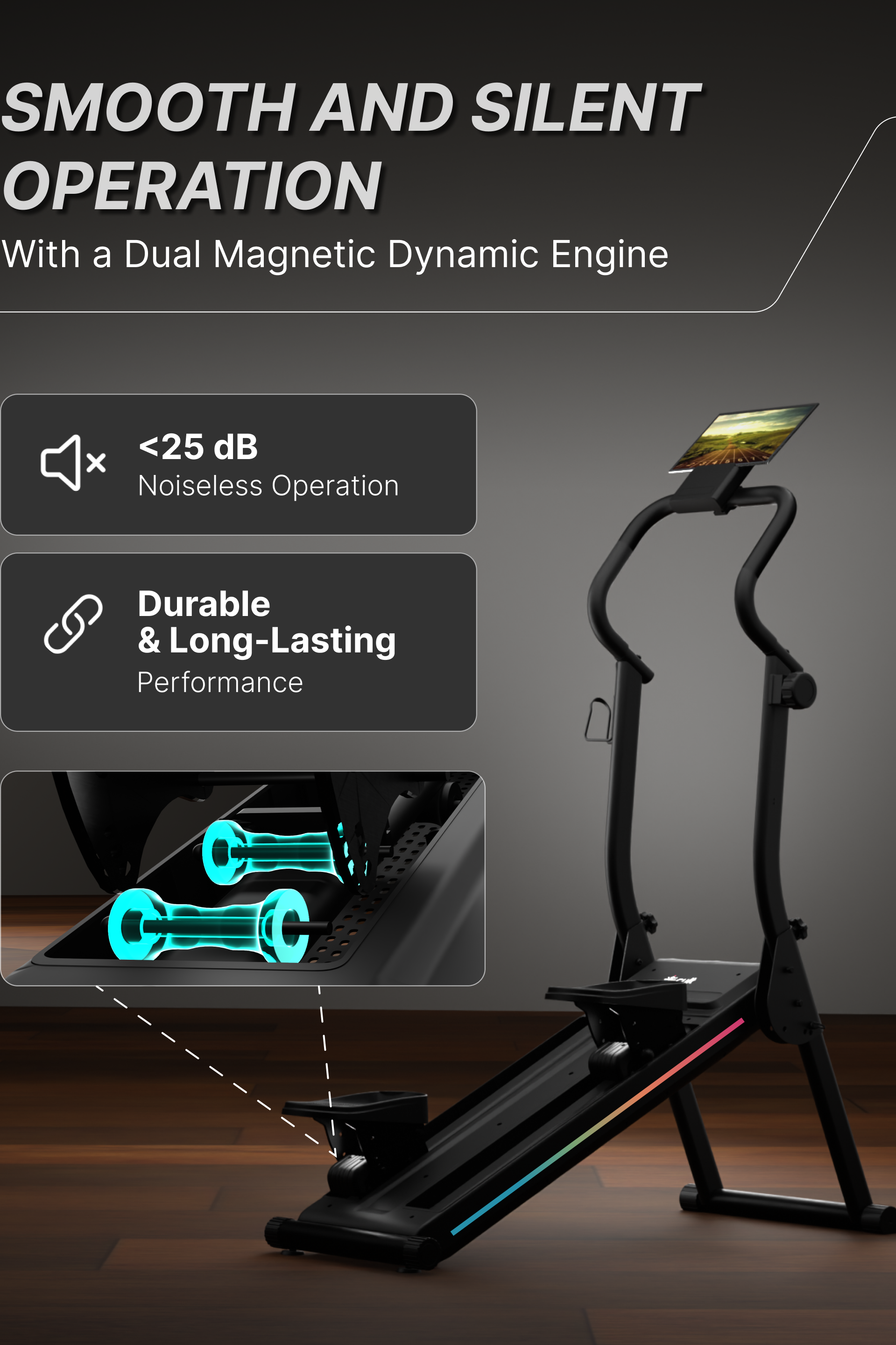 Cult Ever Climb Climber Machine | 150 kg Max Weight | 8-Level Magnetic Resistance | 3-Level Incline & Pedal Inclination | Foldable with Wheels | LED Display & Tablet Holder | Ideal for Home use