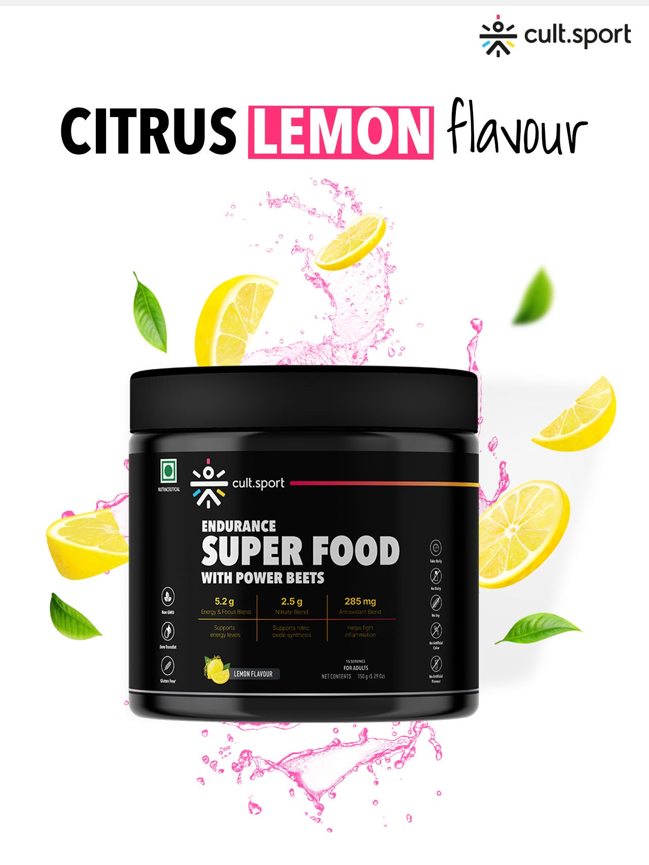 Cultsport Endurance Superfood With Power Beets | Beetroot Extract | Antioxidants | Nitrate Blend | L-Carnitine, L -arginine, Dextrose, etc. | No Artificial Colour | No Artificial Flavour