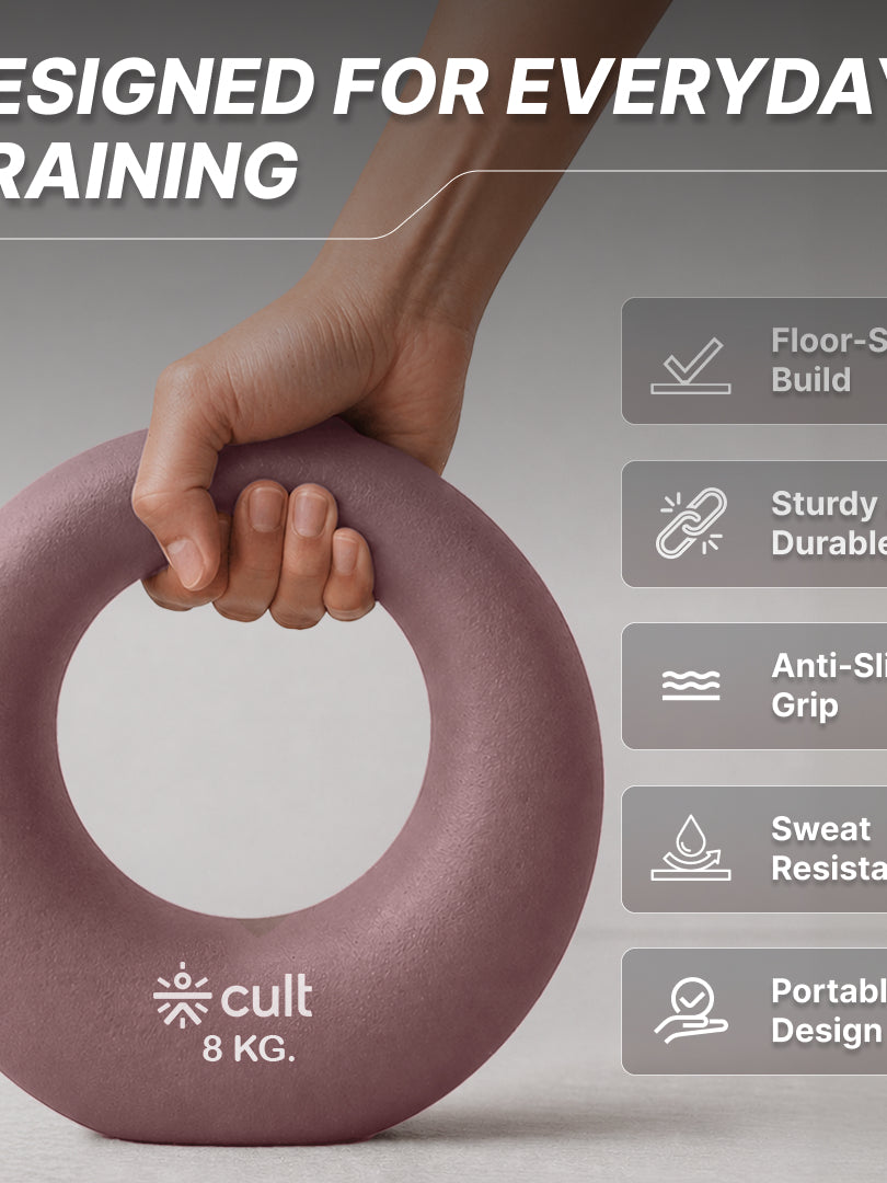 Cult Moon Kettlebell 8 Kg with Neoprene Coating, Cast Iron Core, Wide Handle & Stable Base for Strength Training & Home Workouts
