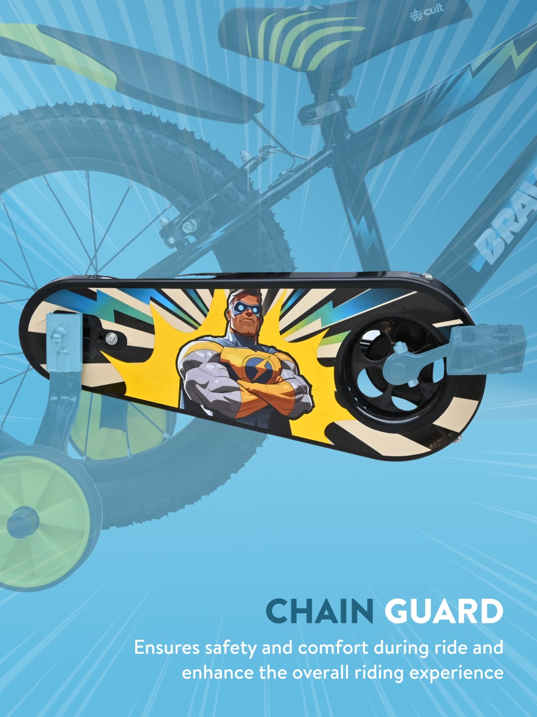 Brave 16T Black Steel Kids Bike with Single Wall Rim, Rigid Fork and Free Trainer Sessions and Cycling Event