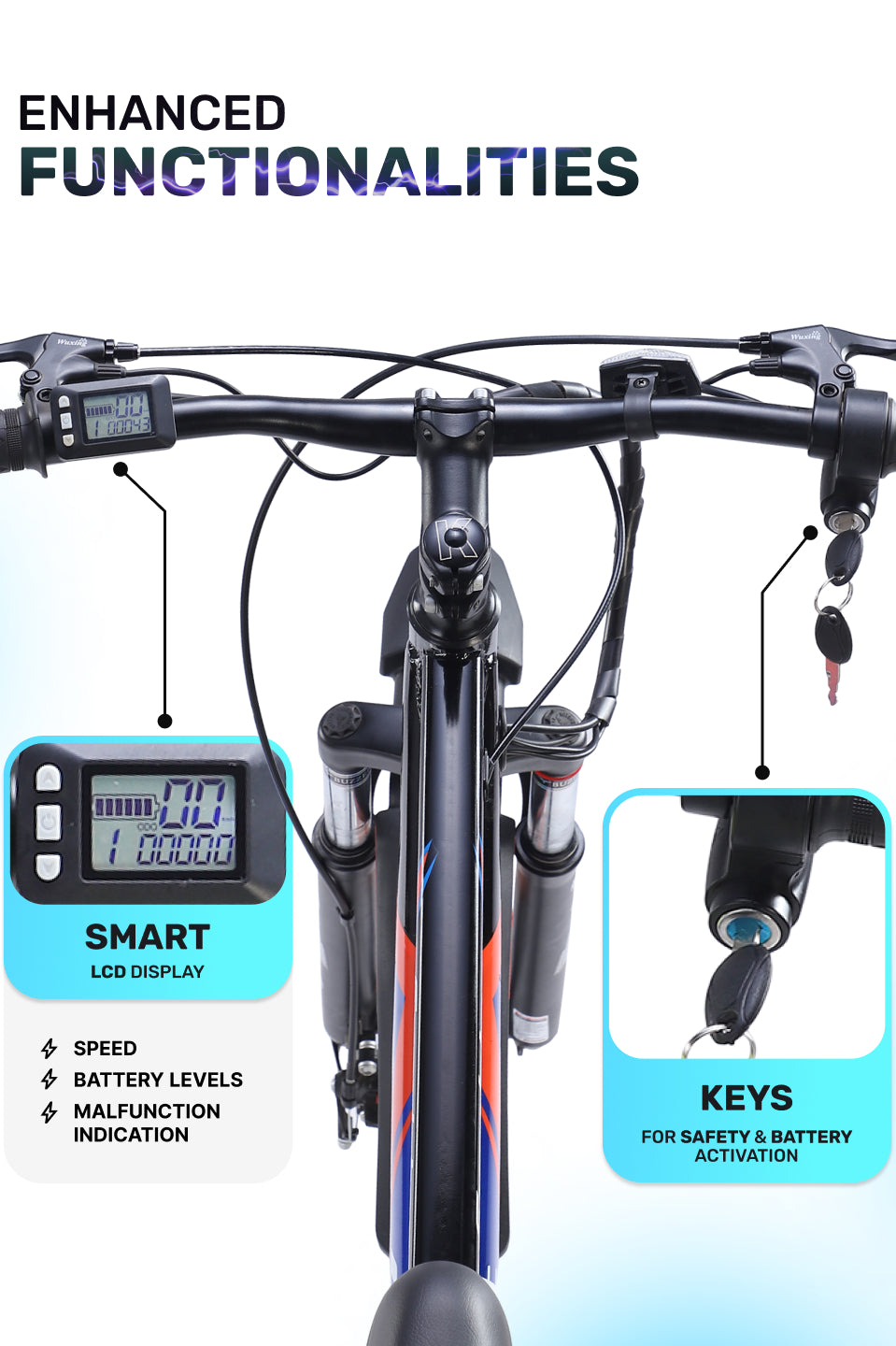 ESCALATOR 27.5T BLUE with 250W BLDC Motor| 4 Hours Fast Charge| 7.8 Ah Li-ion Battery| Up to 35 Km| 27.5 Inches Wheels| Single Speed Electric Cycle | Ideal for 15+ Years