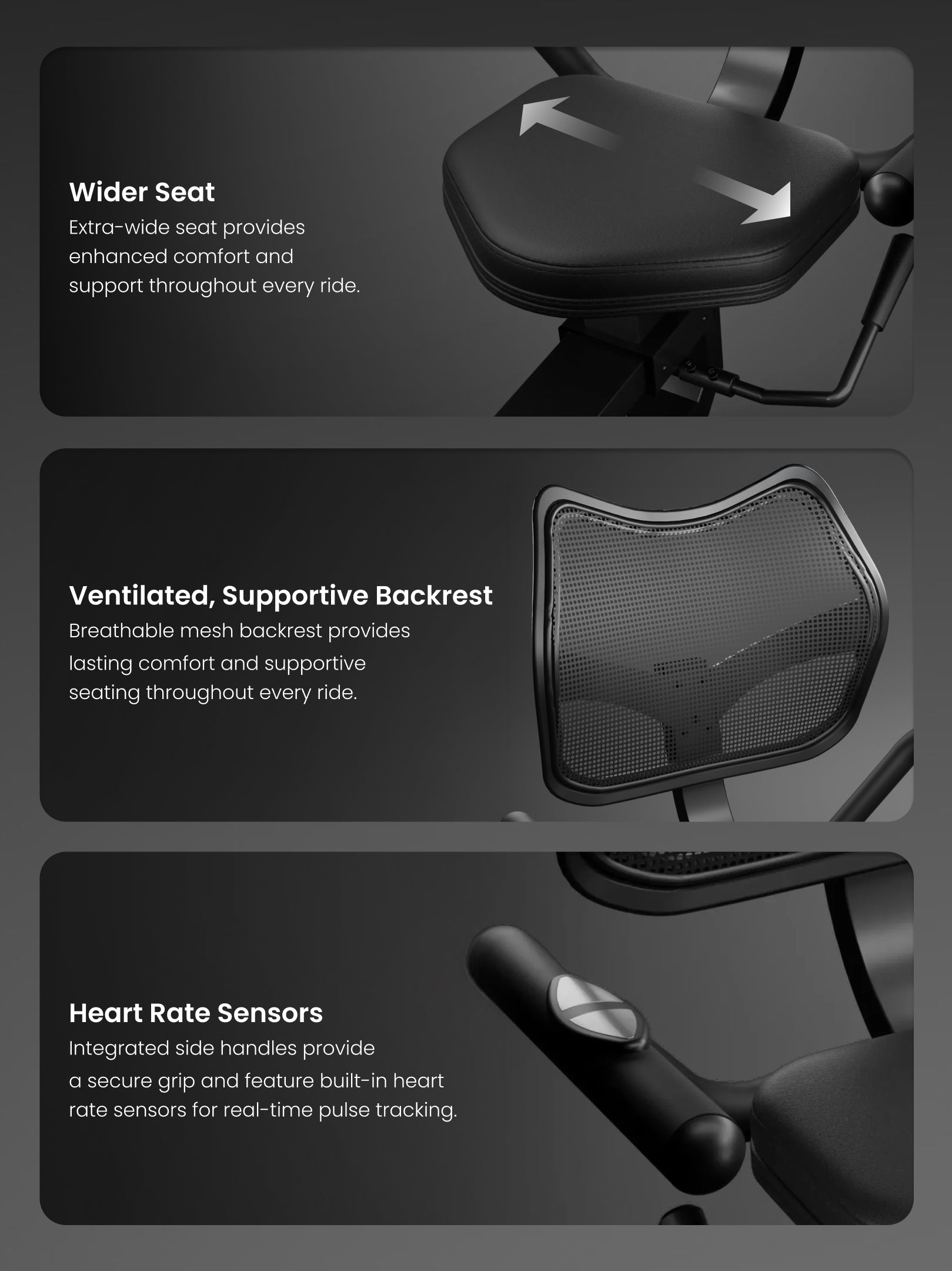 Cult Recumbent Exercise Bike | 16-Level Magnetic Resistance | Moving Handlebars | Adjustable Seat | LCD Display | Heart Rate Sensors | 130 kg Capacity | Self-Powered Exercise Cycle for Home
