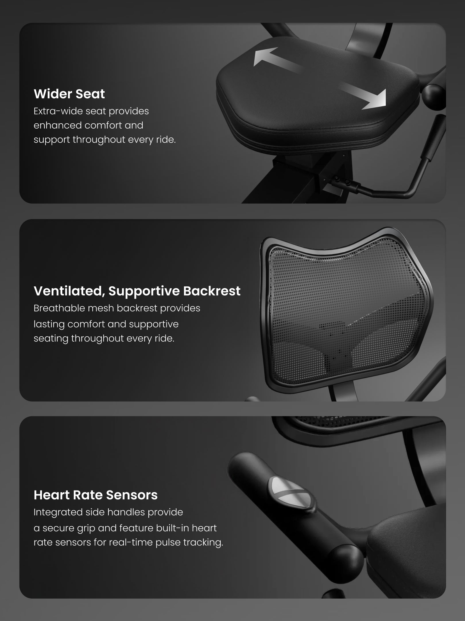 Cult Recumbent Exercise Bike | 16-Level Magnetic Resistance | Moving Handlebars | Adjustable Seat | LCD Display | Heart Rate Sensors | 130 kg Capacity | Self-Powered Exercise Cycle for Home