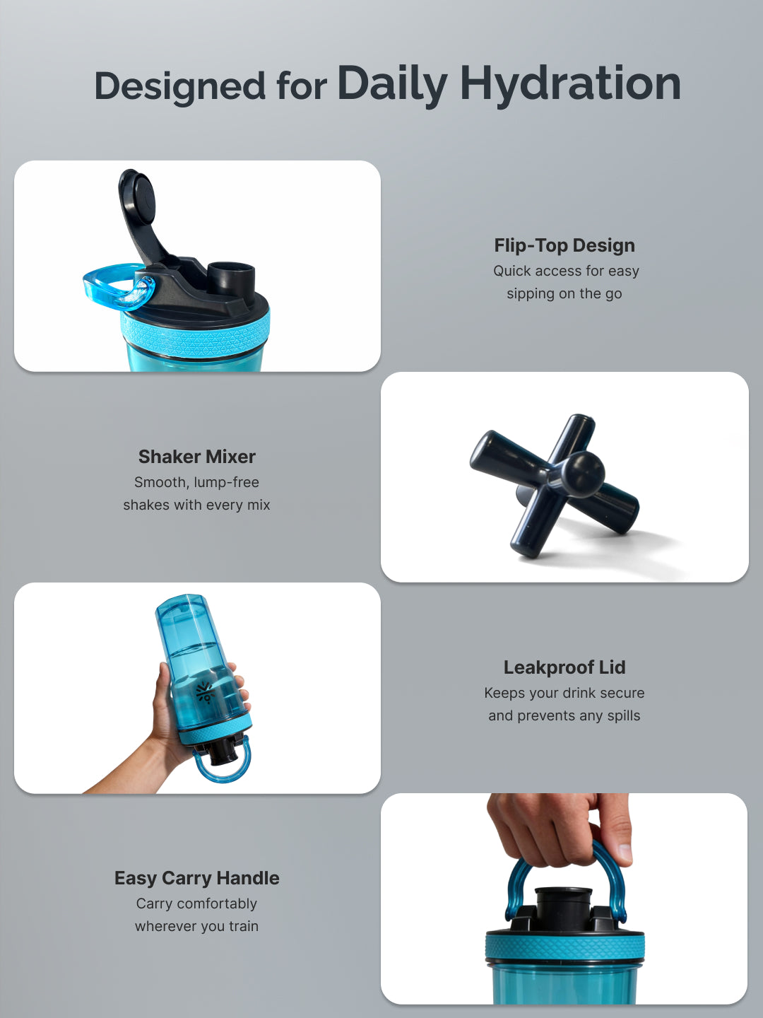 CULT FrostBlend Shaker Bottle, Premium Leak-Proof Multipurpose Shaker for Workout & Daily Use (Blue 600ml)