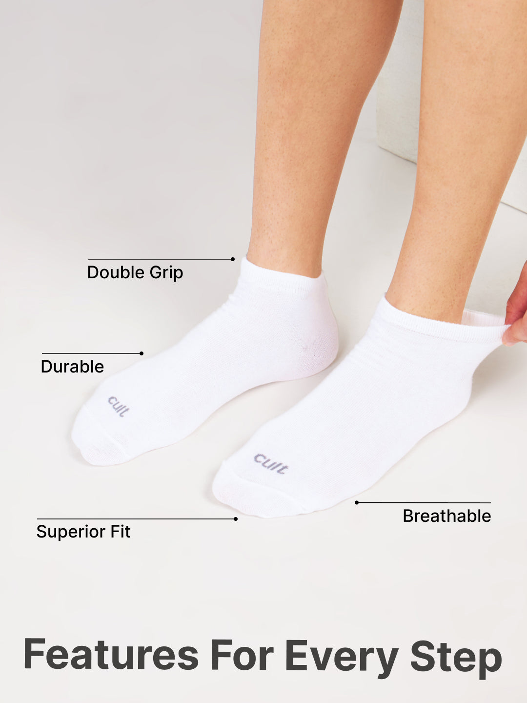 Casual Ankle Length Cotton Pack of 3 Grey,White & Black Socks Men