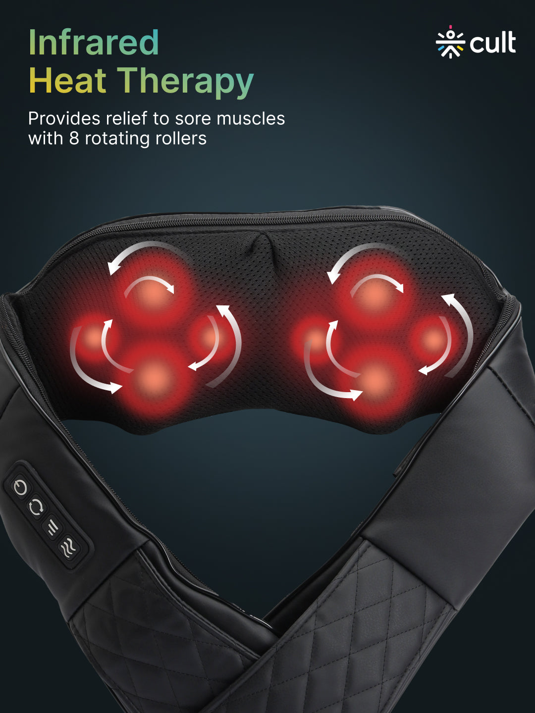 Cult Therma Relax Deep Heal Shiatsu Massager with Infrared Heat Therapy, Kneading Massage for Shoulder, Neck, Back, and Muscle Pain Relief