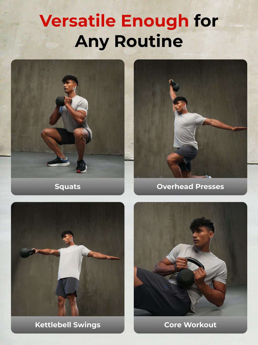 Cult 8kg Neoprene Anti-Slip Grip Kettlebell for Home Workout - Black