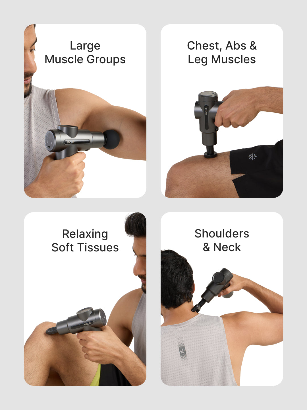 Cult Impact Edge Deep tissue massage gun, Dual Hot and Cold therapy head, 3000mAh battery, 6-speed intensity, Silicone round head, Full body gun massager machine