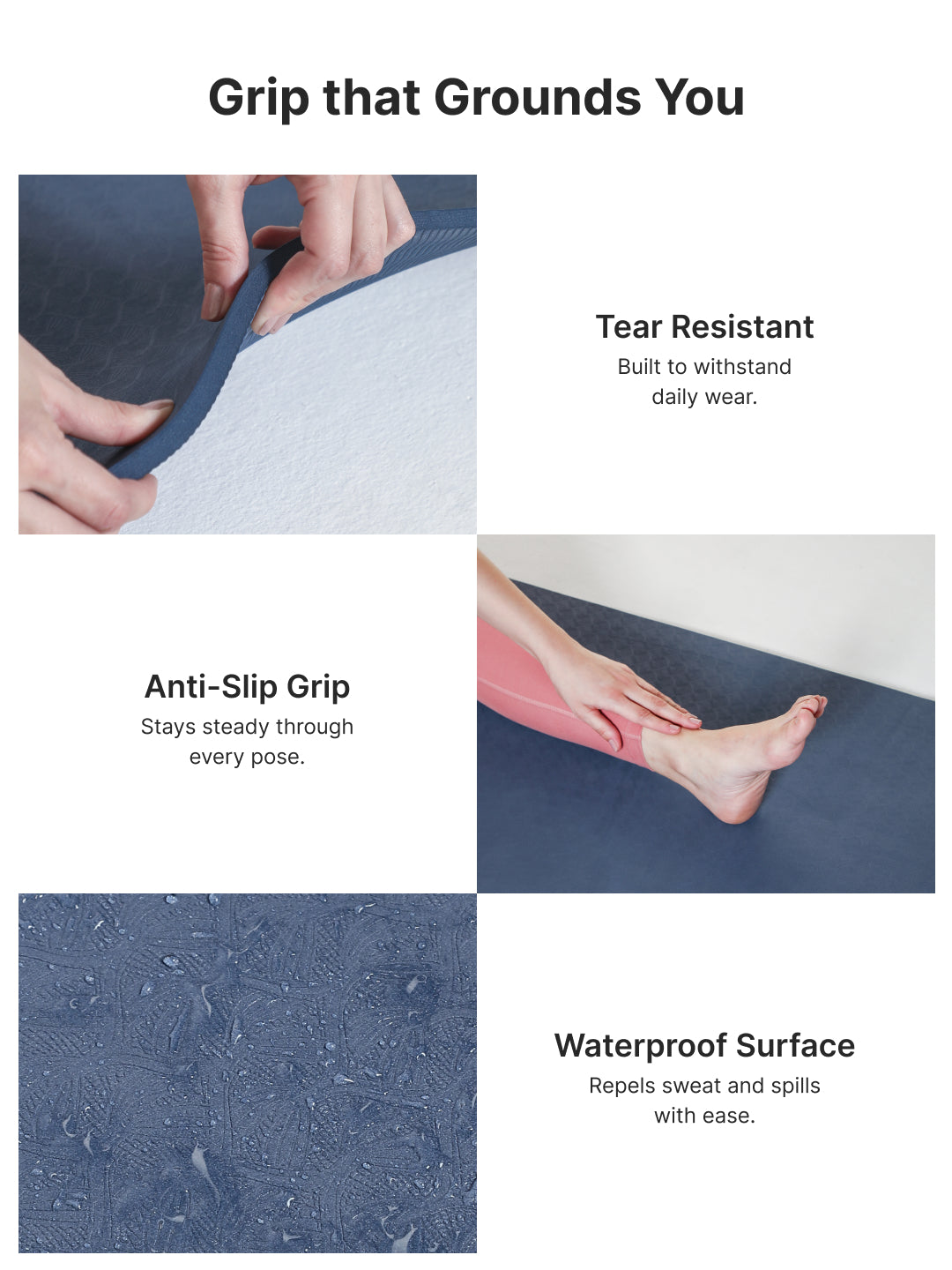 CULT TPE Yoga Mat 10mm Extra Thick with Carry Strap and Bag Non-Toxic, Latex-Free, Anti-Slip, Tear-Resistant & Lightweight Superior Cushioning for Joint Support, Meditation & Home Workouts- Navy