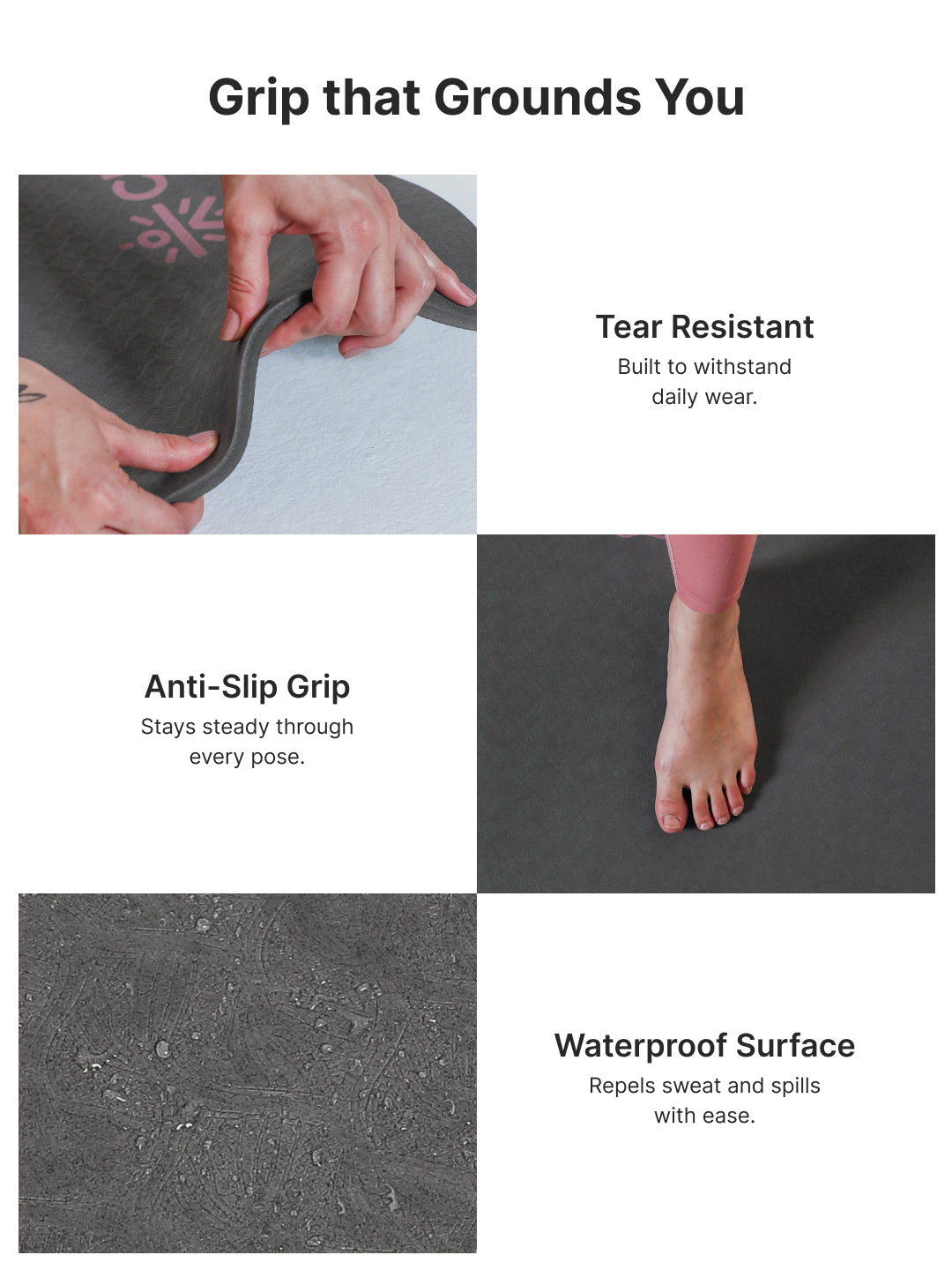 CULT Ultra Cushioned 8mm TPE Yoga & Pilates Mat Eco-Friendly, Skin-Friendly, Anti-Skid, Tear-Resistant, Lightweight & Portable with Carry Strap and Bag Ideal for Home, Gym & Outdoor Workouts - Dark Grey