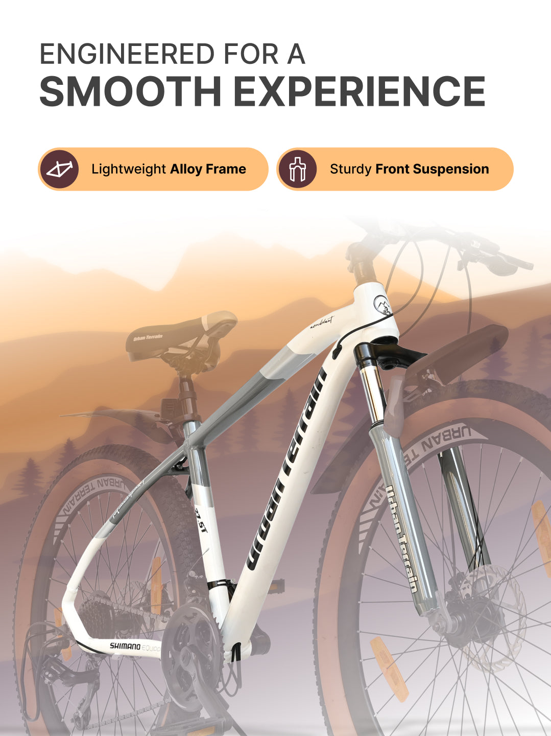 Aeroblast Mountain Bike Alloy Frame 21 Speed Cycle 27.5 inch With Front Suspension, Triple Wall Rim and Dual Disc Brakes, Ideal For 5.2 ft to 6 ft, 15+ Years, Unisex (WhiteGrey)