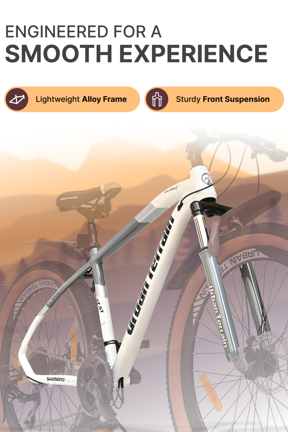 Aeroblast Mountain Bike Alloy Frame 21 Speed Cycle 27.5 inch With Front Suspension, Triple Wall Rim and Dual Disc Brakes, Ideal For 5.2 ft to 6 ft, 15+ Years, Unisex (WhiteGrey)