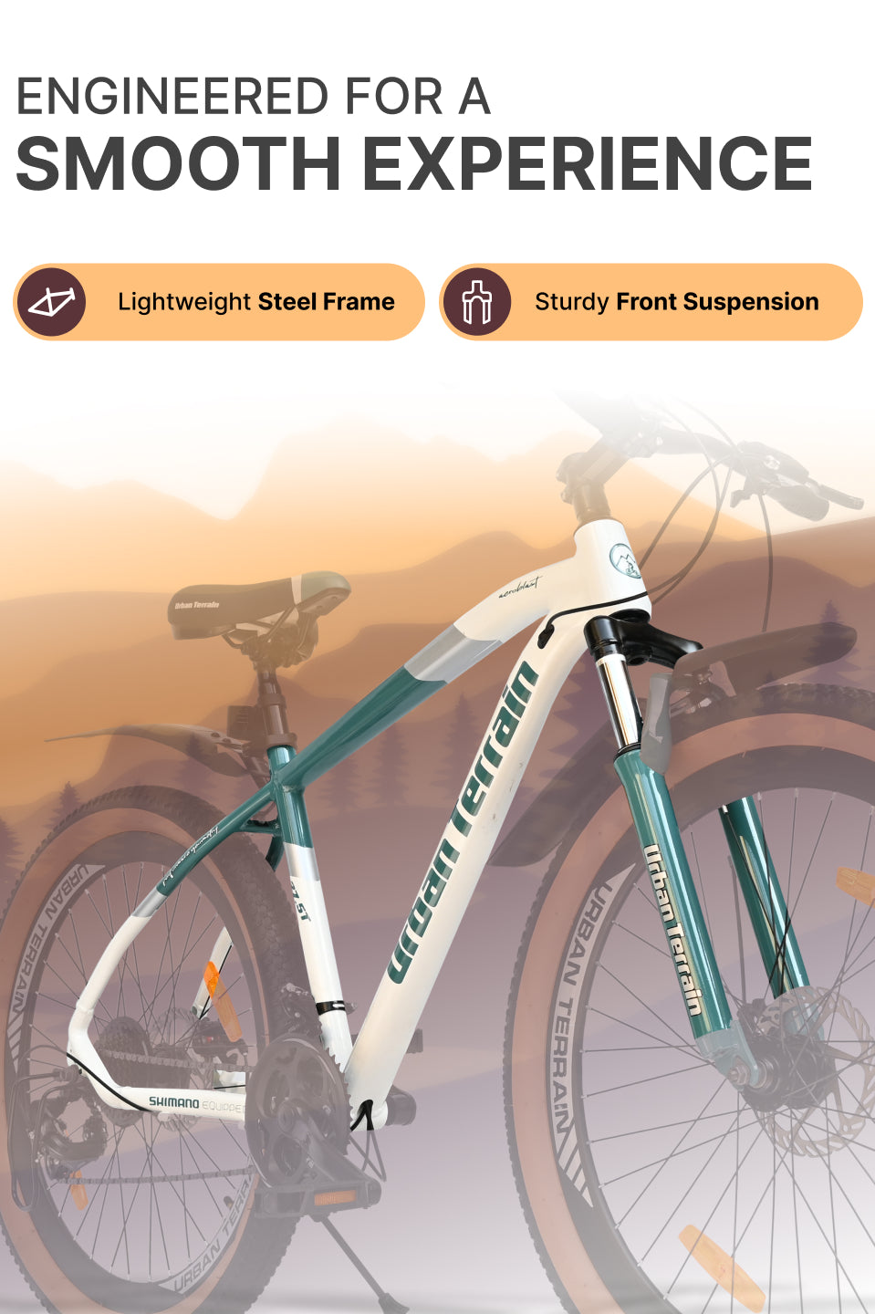Aeroblast Mountain Bike Alloy Frame 21 Speed Cycle 27.5 inch With Front Suspension, Triple Wall Rim and Dual Disc Brakes, Ideal For 5.2 ft to 6 ft, 15+ Years, Unisex (WhiteBlue)