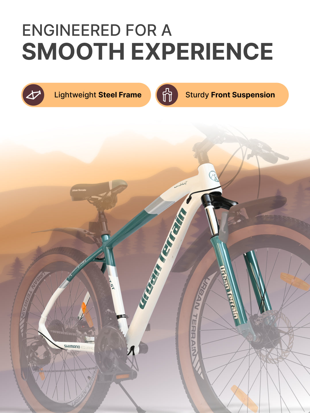 Aeroblast Mountain Bike Alloy Frame 21 Speed Cycle 27.5 inch With Front Suspension, Triple Wall Rim and Dual Disc Brakes, Ideal For 5.2 ft to 6 ft, 15+ Years, Unisex (WhiteBlue)