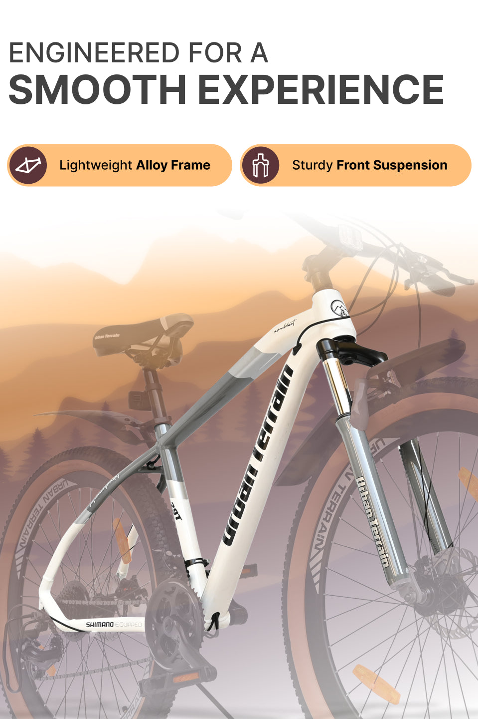 Aeroblast Mountain Bike Alloy Frame 21 Speed Cycle 29 inch With Front Suspension, Triple Wall Rim and Dual Disc Brakes, Ideal For 5.6 ft to 6 ft & above, 15+ Years, Unisex (WhiteGrey)