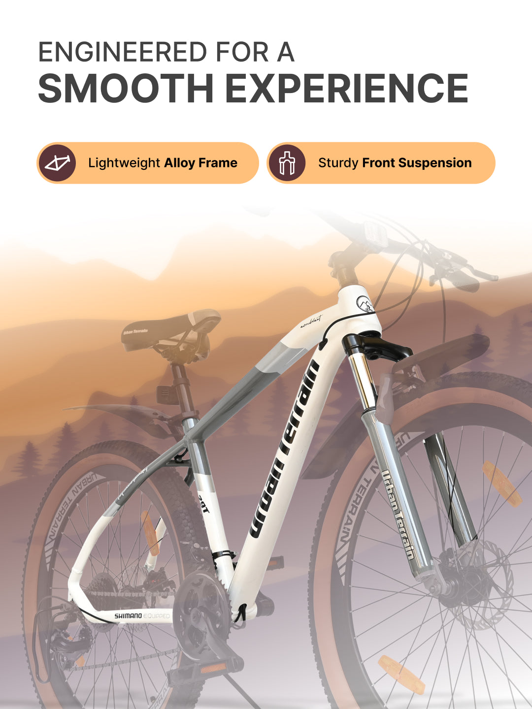 Aeroblast Mountain Bike Alloy Frame 21 Speed Cycle 29 inch With Front Suspension, Triple Wall Rim and Dual Disc Brakes, Ideal For 5.6 ft to 6 ft & above, 15+ Years, Unisex (WhiteGrey)