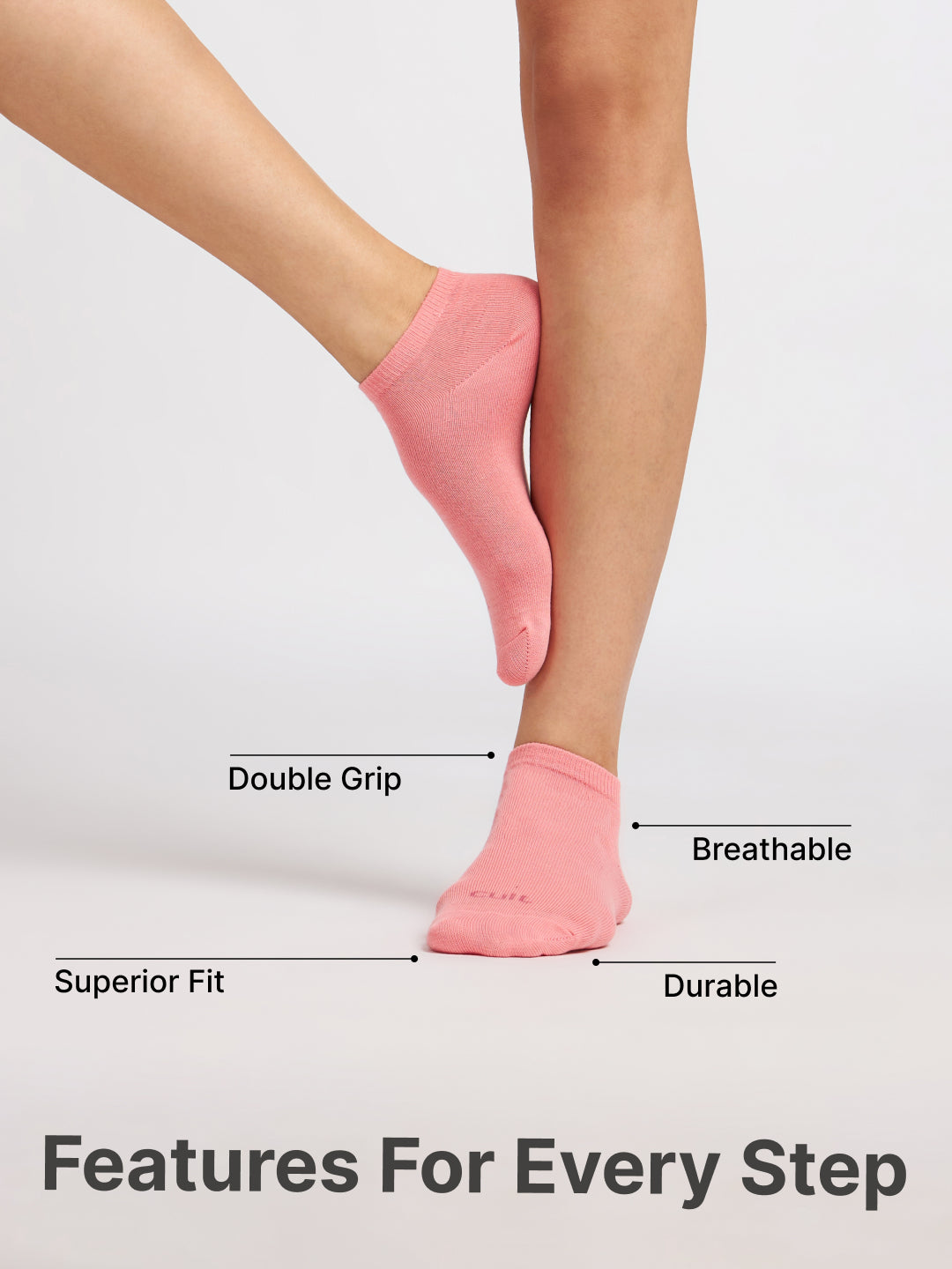 Casual Low Ankle Length Cotton Pack of 3 Mauve,Beige & Pink Socks Women