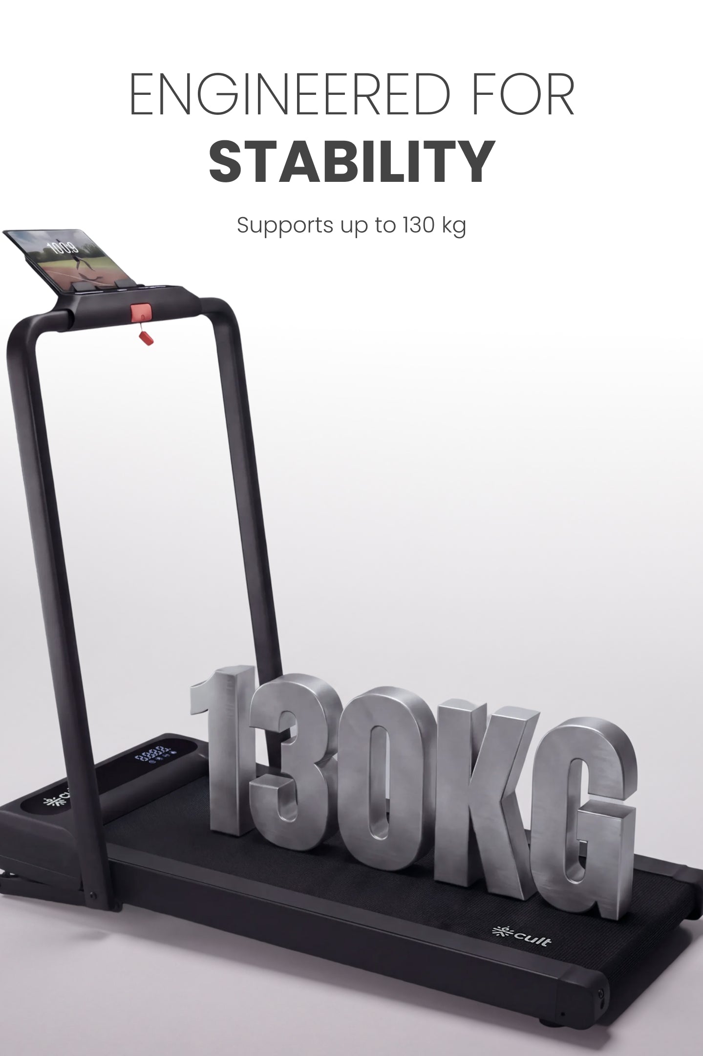 Cult Elevate Walking Pad with 5 HP BLDC Motor, 12 km/hr Speed, Auto Incline up to 15 Levels, 130 kg User Weight Capacity, LED Display, Tablet Holder & Wheels