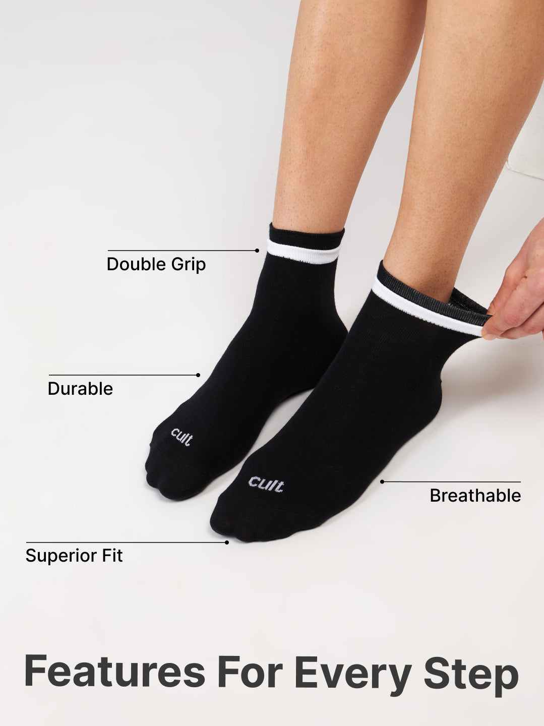 Casual Ankle Length Pack of 3 Grey,Black & White Men's Cotton Socks