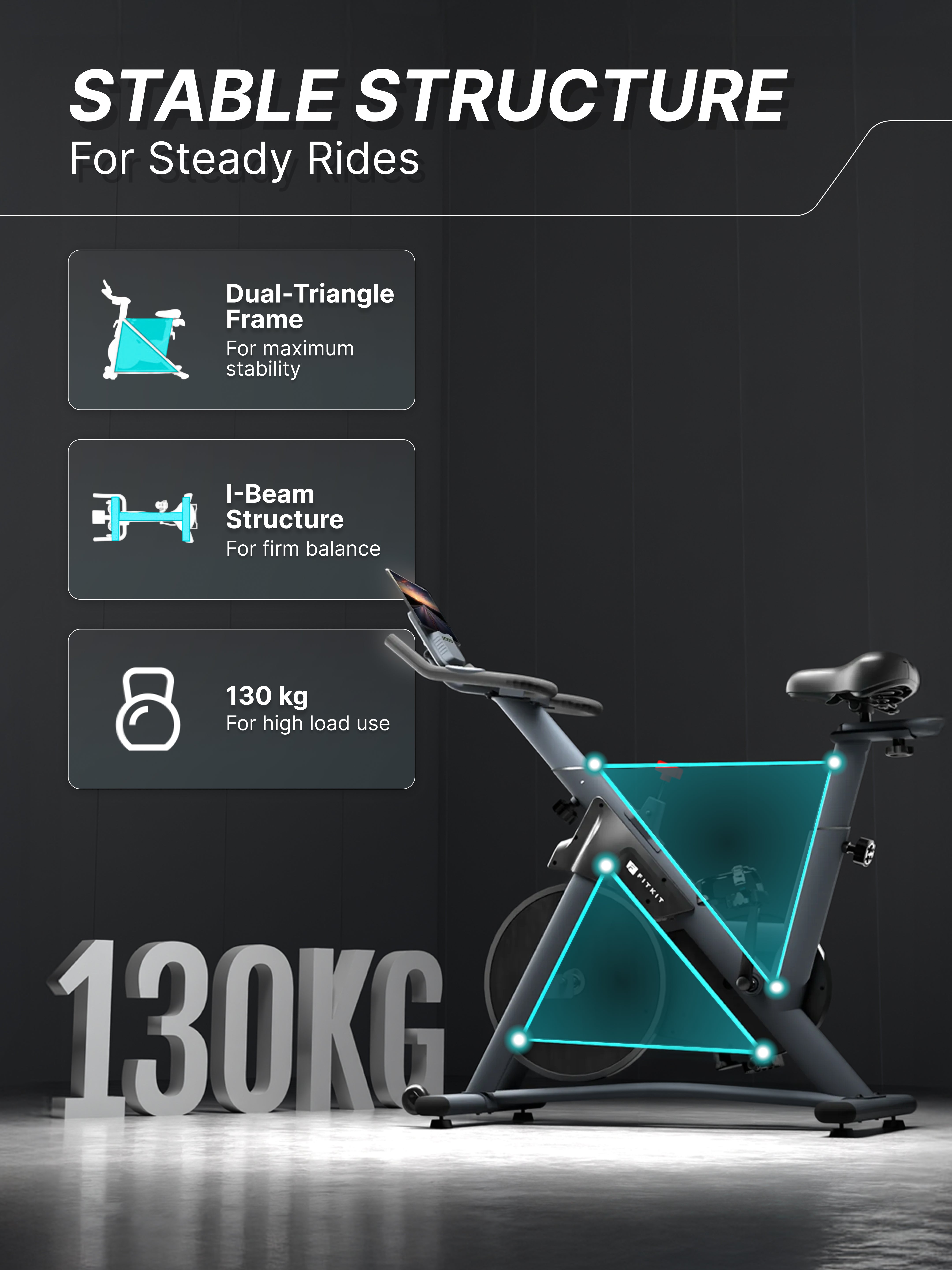 Fitkit by Cult FK7004 Premium Magnetic Spin Bike | 130kg Support | Stepless Resistance & 8kg Flywheel | LCD Display with Heart-Rate Tracking | Tablet Holder | Smooth & Silent Ride for Home Fitness (with 6 Months Extended Warranty)