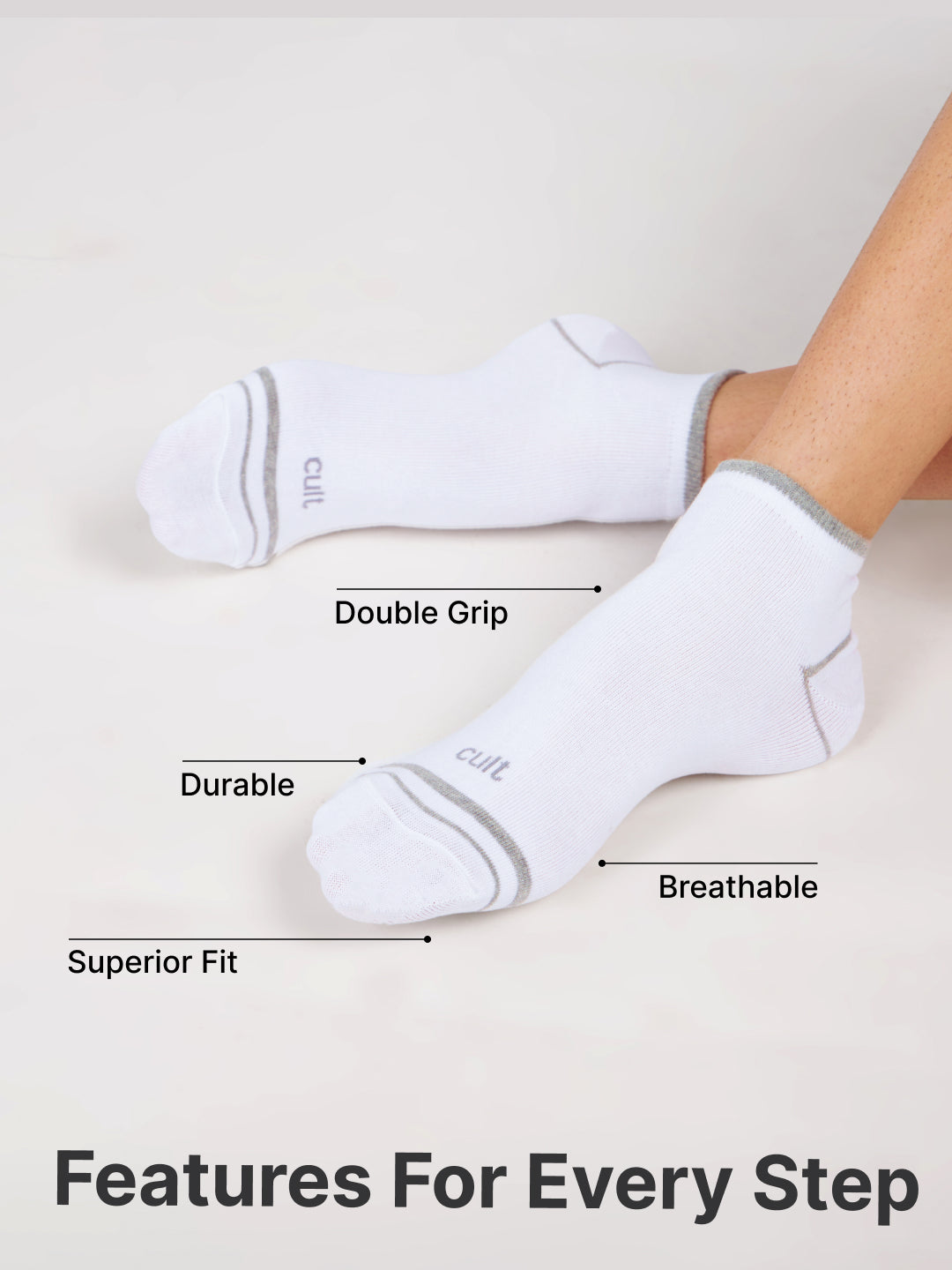 Casual Ankle Length Cotton Pack of 3 Black,White & Grey Socks Men