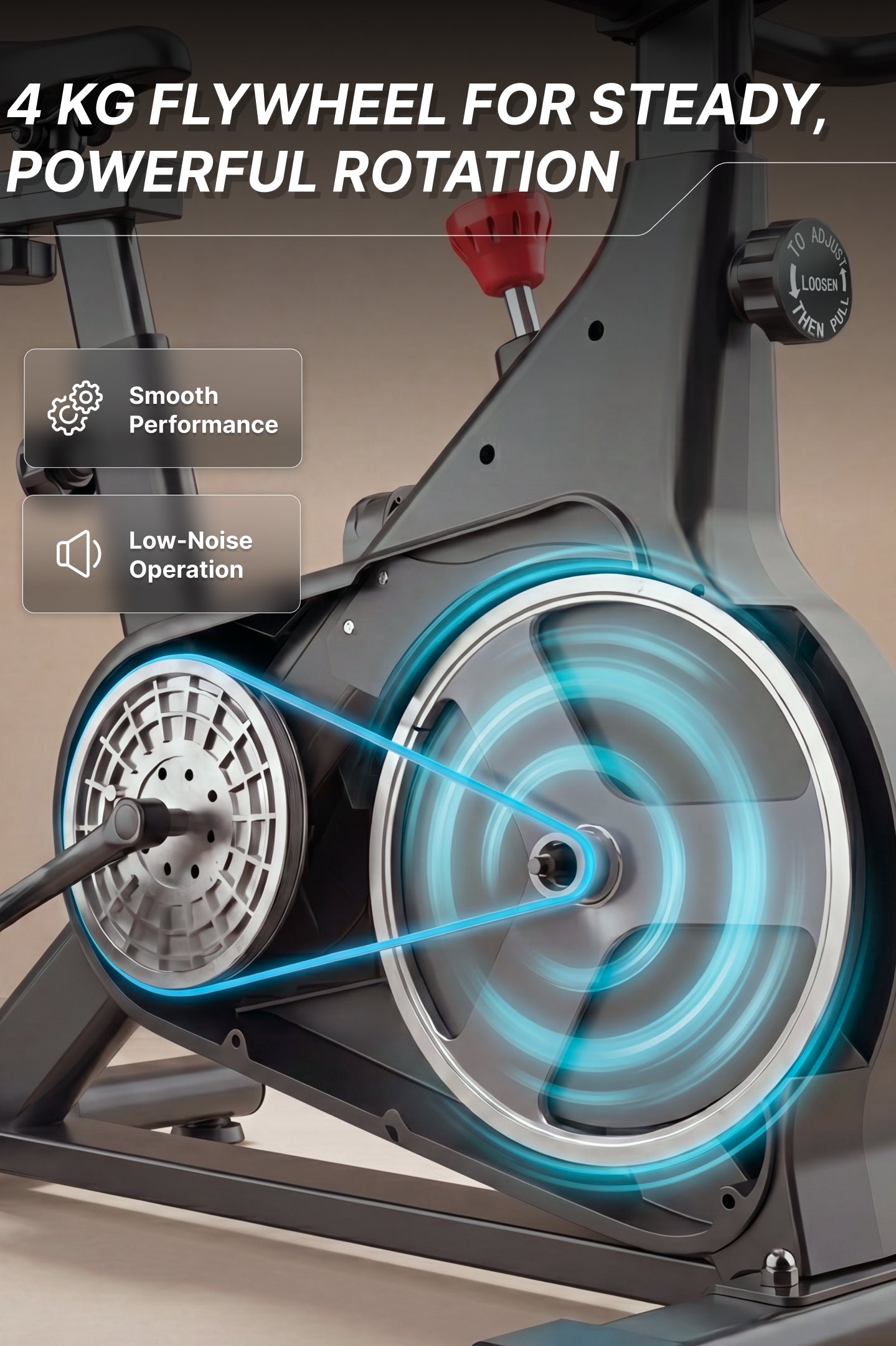 Fitkit by Cult FK8002 Spin Bike with 4 Kg Flywheel, LCD display, Adjustable Brake Pad Resistance with Belt Drive System for Fitness at Home Workouts | Max Weight : 140 kg (Black)