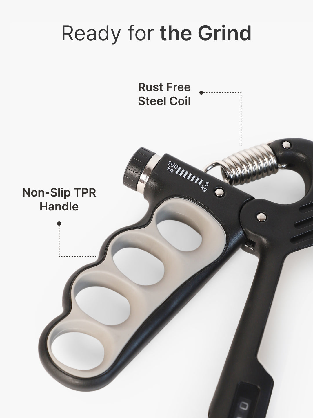 cult Adjustable Hand Gripper upto 100 kg Resistance with Counter Unisex Grey