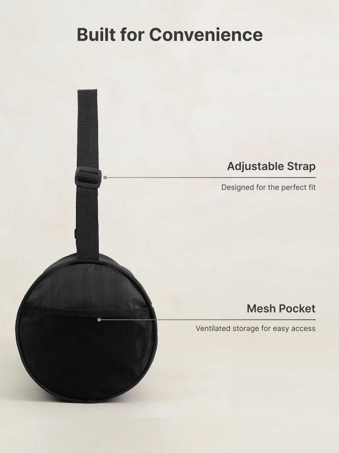 Duffle Bag Unisex Adjustable Strap Mesh pocket Gym & Sport Bag Black 12 L