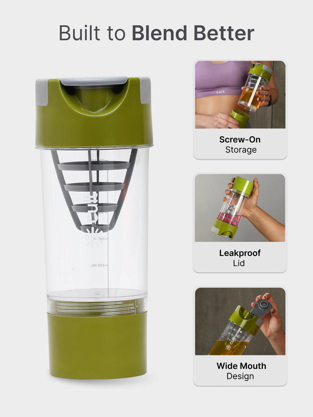 cult Cyclone Shaker 500 ML Olive Grey