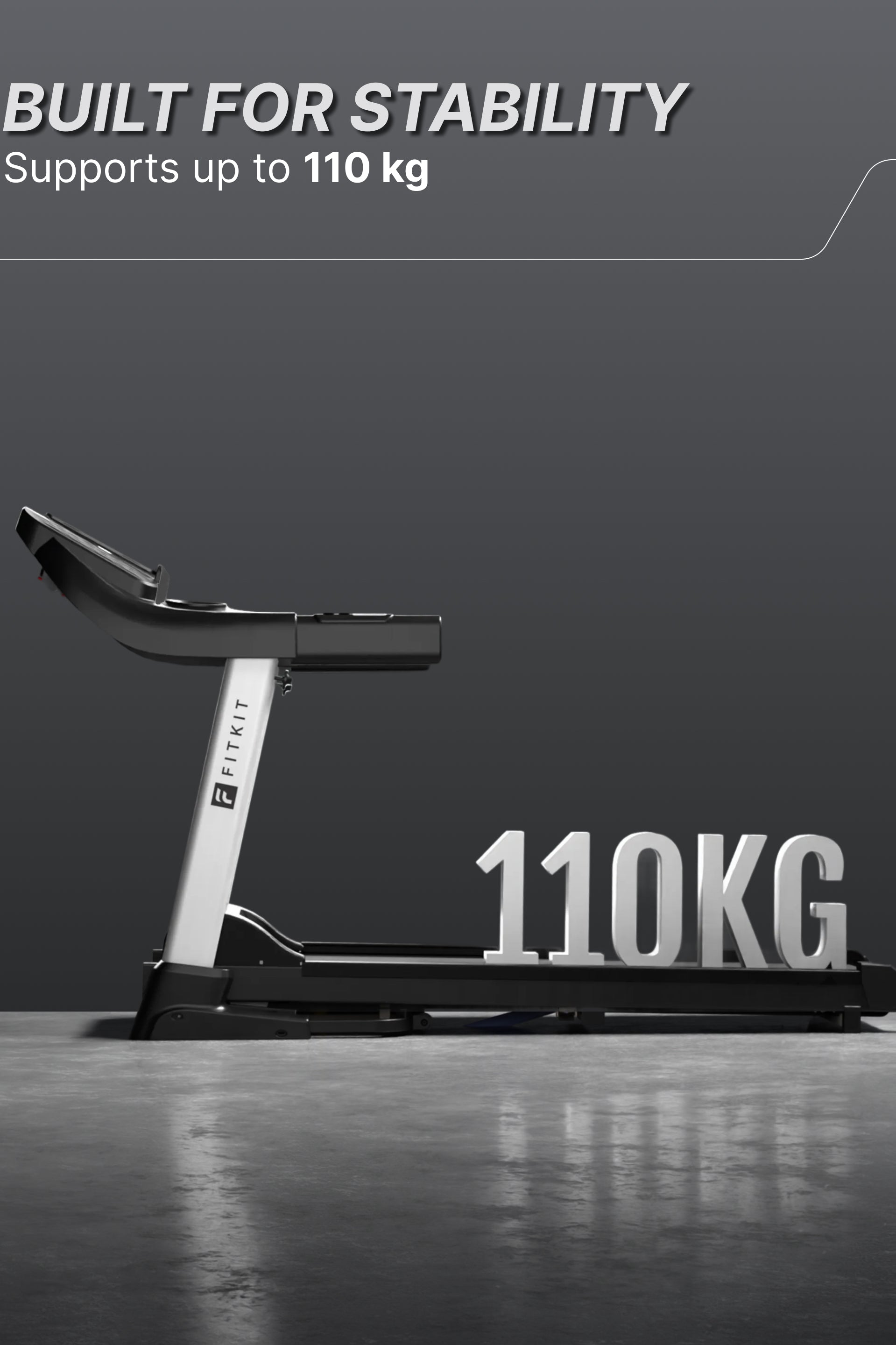 Fitkit by Cult FT100 Smart Incline Motorised Treadmill | 3HP BLDC Motor | 110kg Capacity | 15-Level Auto Incline | 12 km/hr Speed | Foldable & Easy-Move Wheels | 12 Preset Workout | Ideal for Home Use