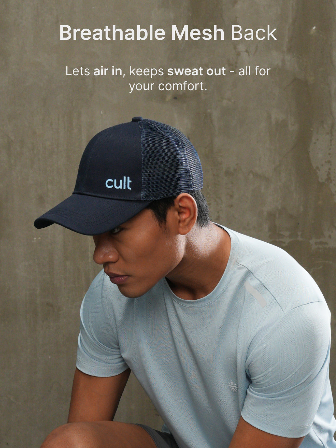 cult Half Mesh Cap Navy- Unisex Adjustable Cap for Men & Women