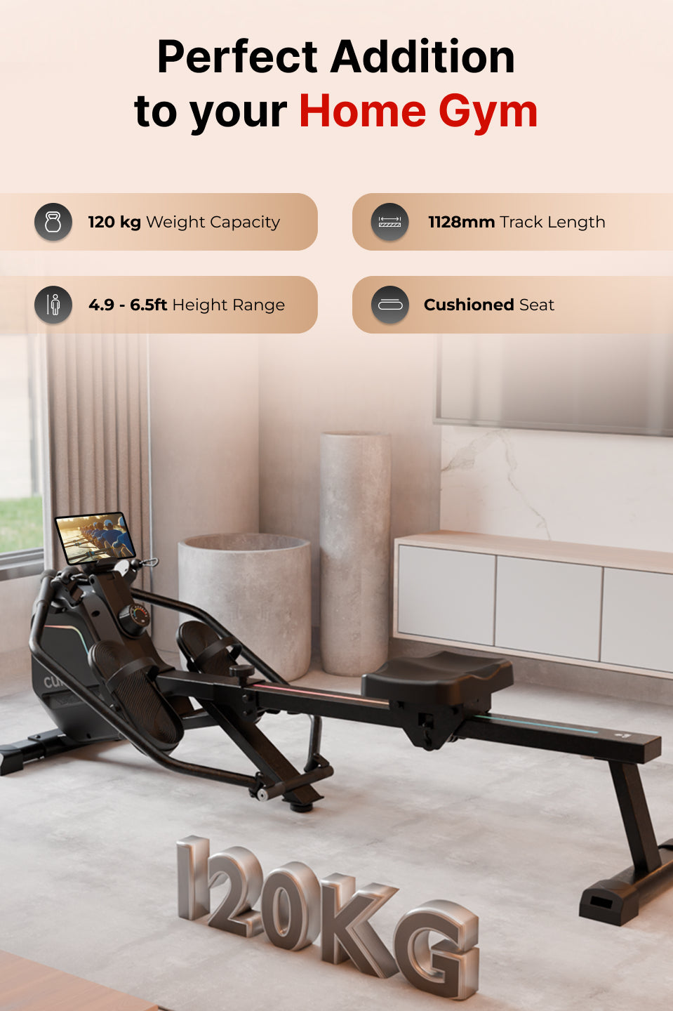 Cult SmartRowDualGlide Full-Motion Magnetic Rower | 120Kg Max Weight | Quiet Home Use Rowing Machine (with 6 months extended warranty)