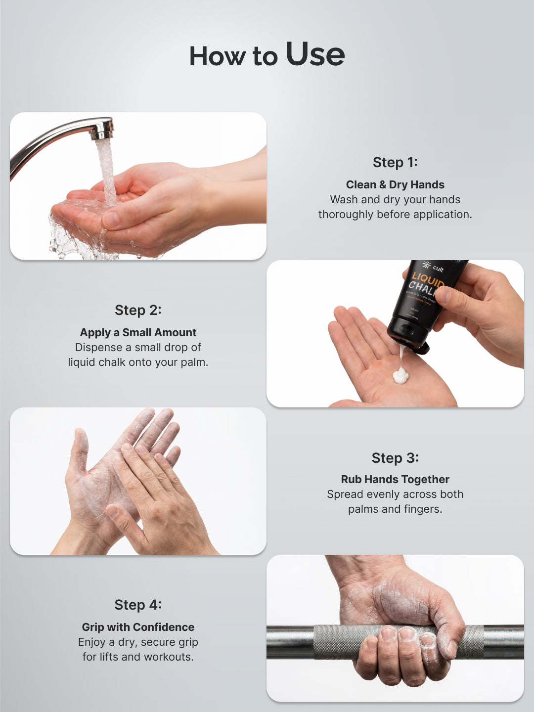 CULT Liquid Chalk 200ml for Weightlifting, Crossfit & Rock Climbing - Non-Toxic Sports Chalk Sweat-Proof, Fast Dry Grip Dust-Free Antibacterial Formula