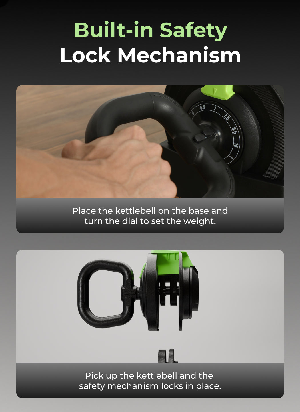 Cult 10Kg Adjustable Kettlebell | 12 Weight Options (1kg-10kg) | One-Hand 1-Second Dial | Compact & Durable Home Gym Kettlebell - Black