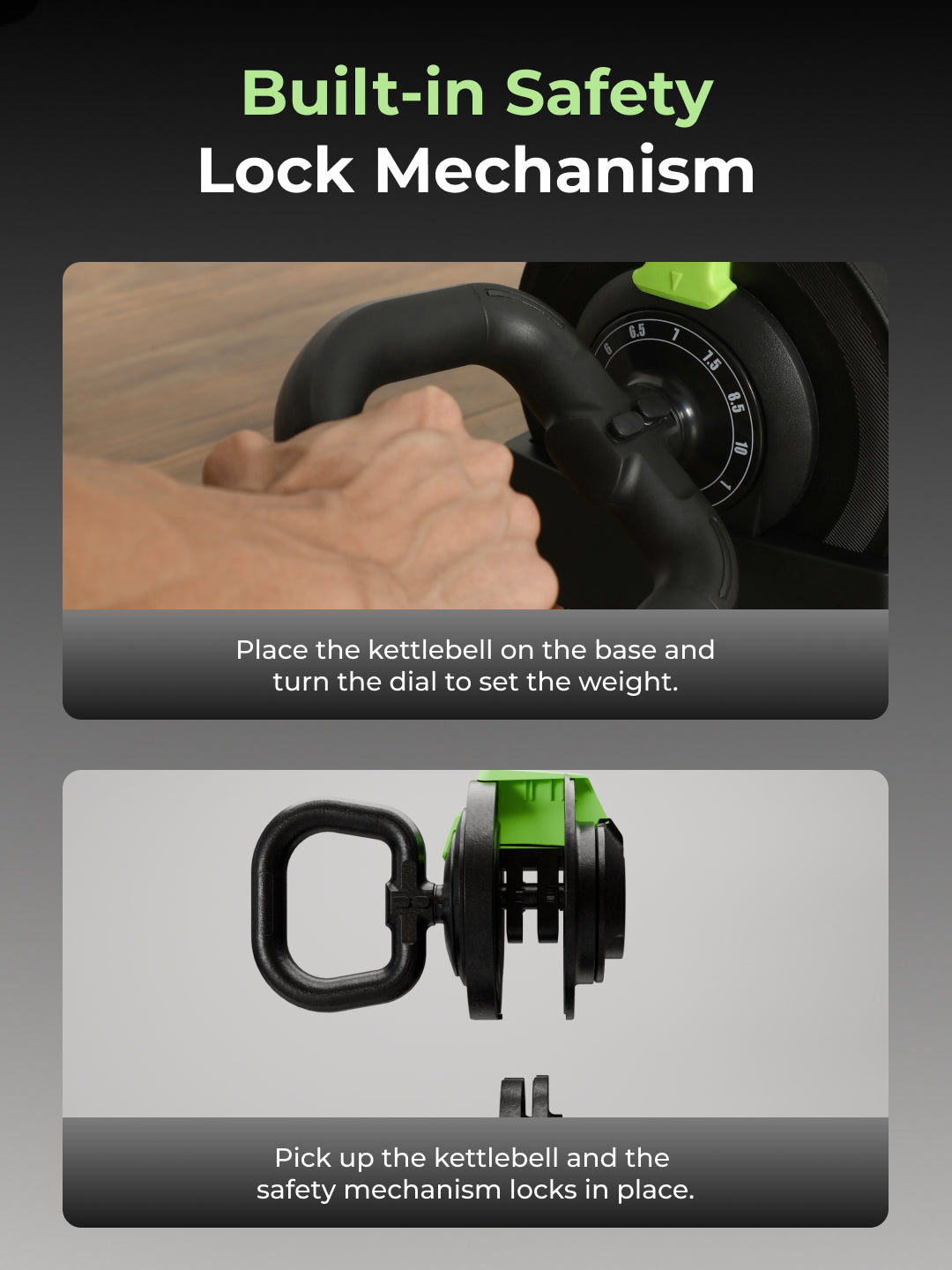 Cult 10Kg Adjustable Kettlebell | 12 Weight Options (1kg-10kg) | One-Hand 1-Second Dial | Compact & Durable Home Gym Kettlebell - Black