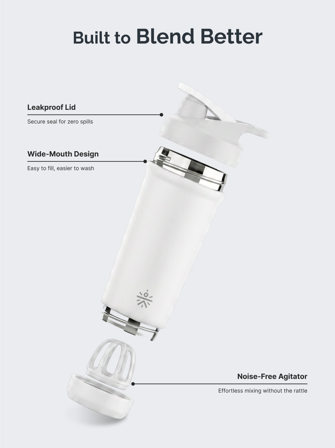 Cult White Steel Shaker Bottle 700 ml with Bottom Opener – Leakproof & Built for Performance