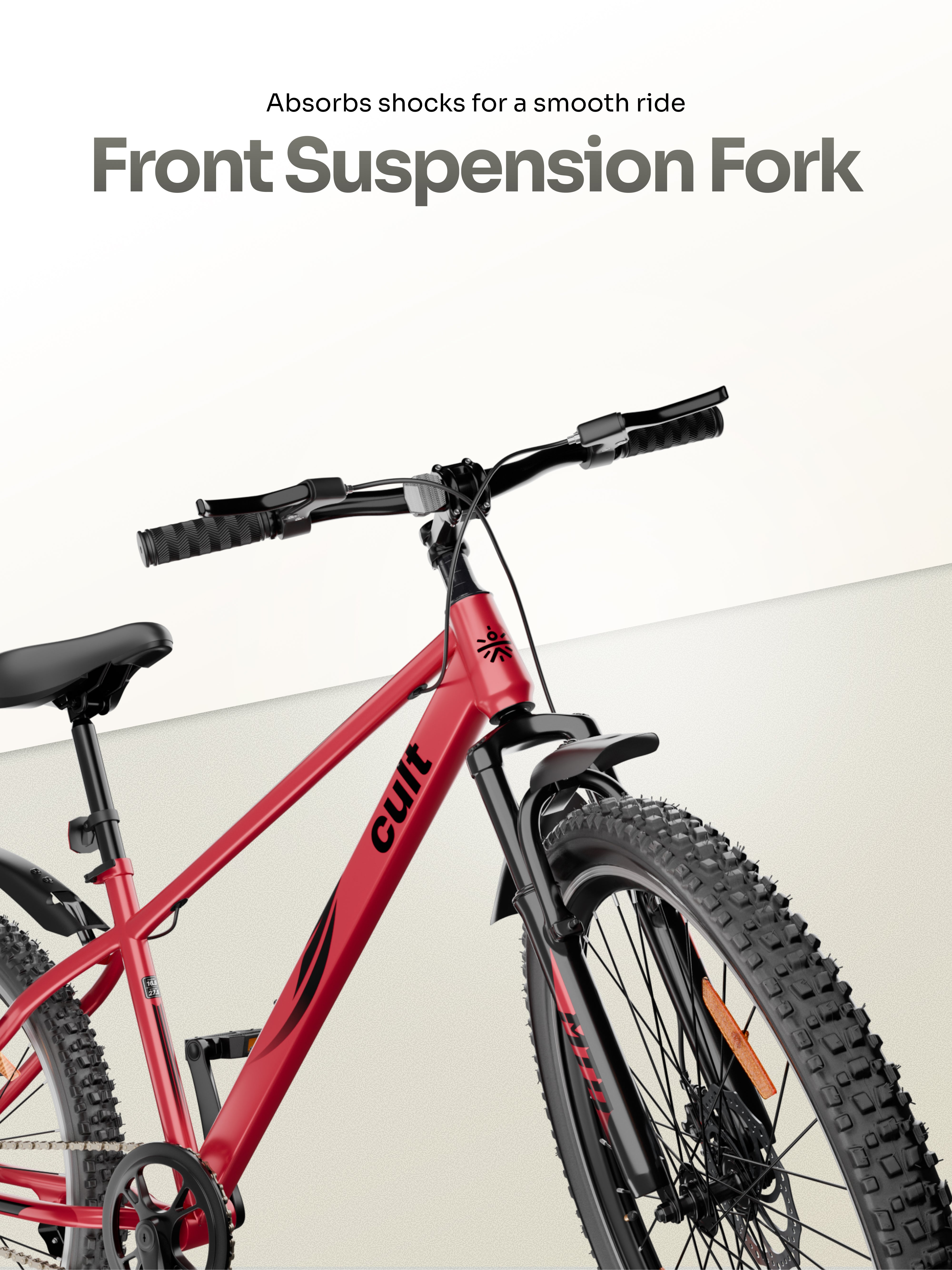 Cult Phoenix 29T Steel Mountain Bike with Dual Disc Brake and Front Suspension, Red