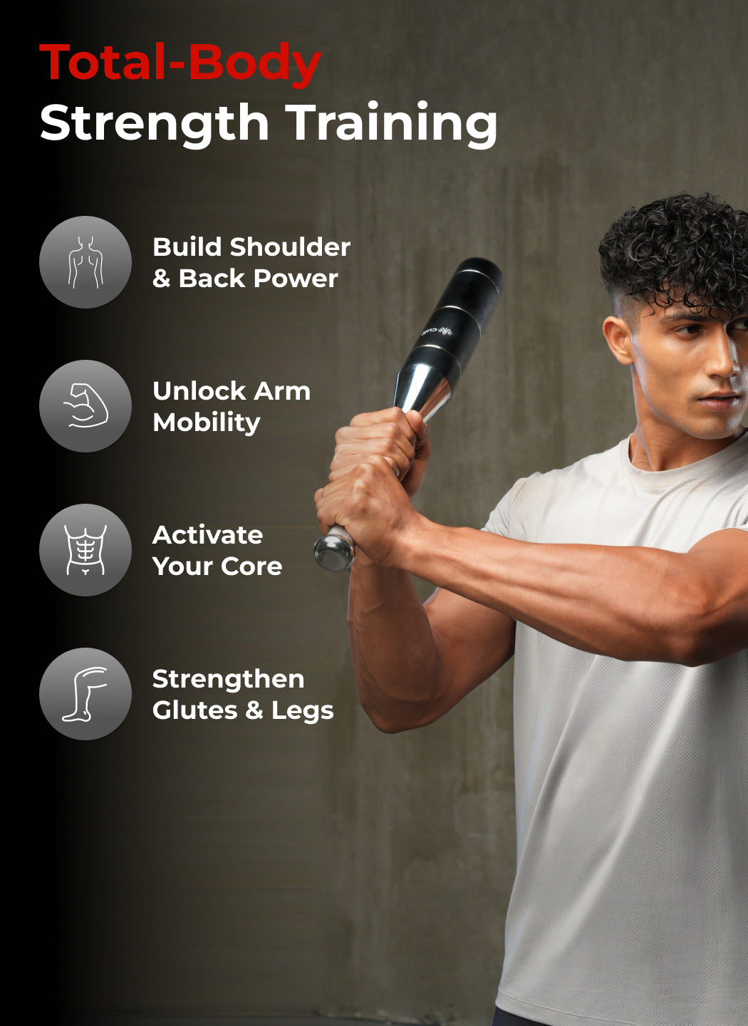 Cult 6-in-1 Adjustable Steel 8KG Mudgar for Full Body Training | Silver Indian Clubs (8 kg)