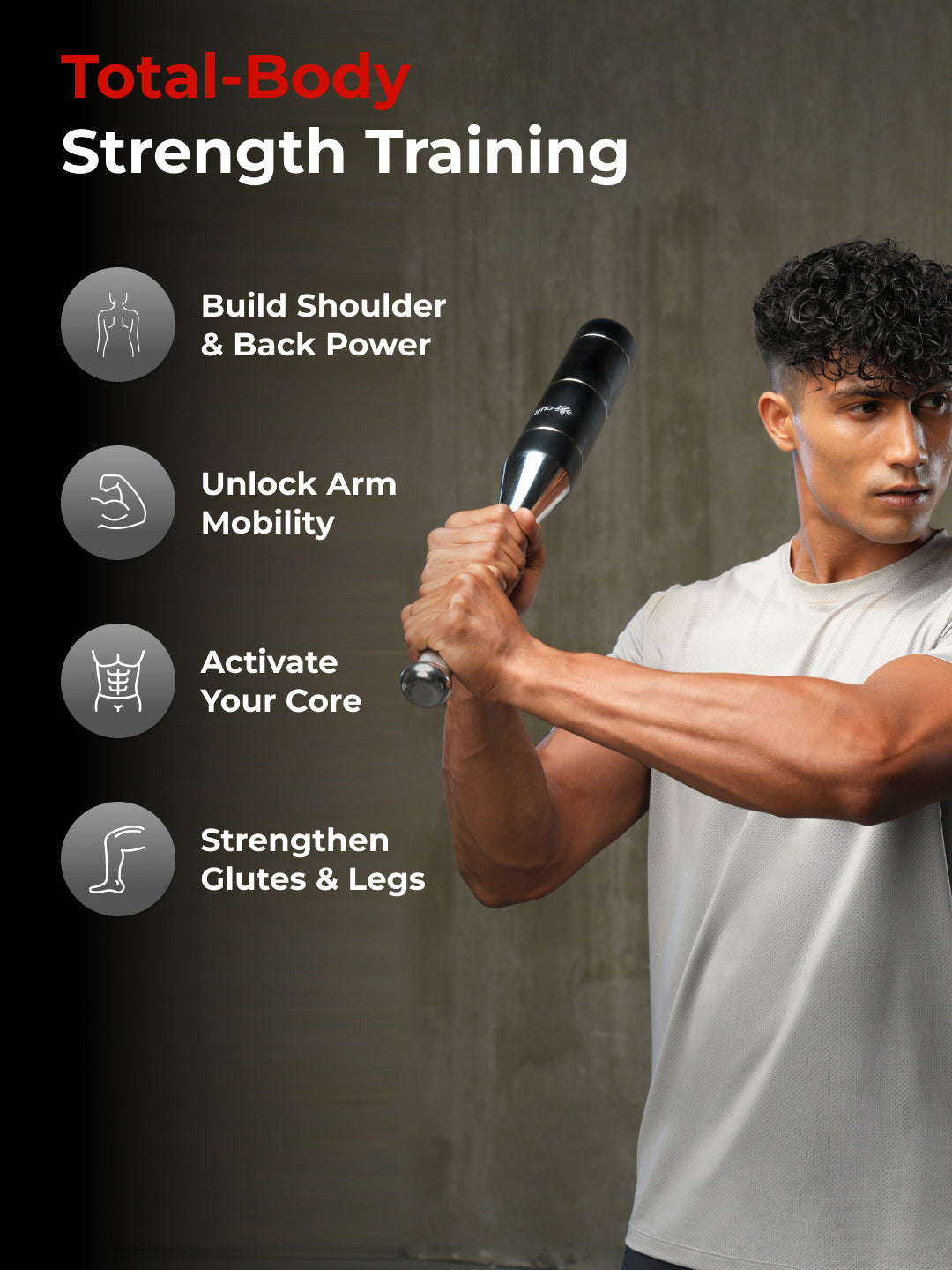 Cult 6-in-1 Adjustable Steel 8KG Mudgar for Full Body Training | Silver Indian Clubs (8 kg)