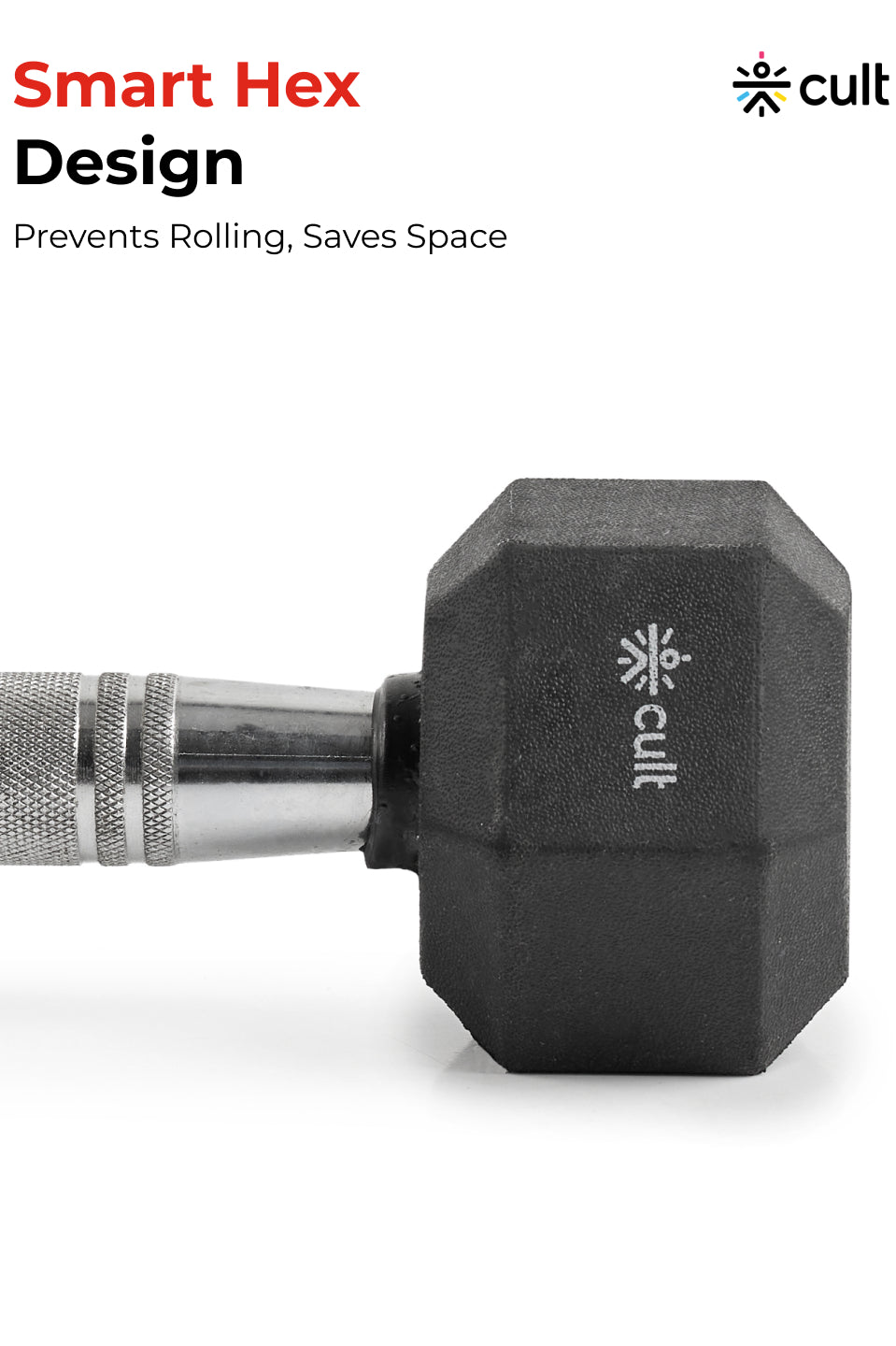 Cult 2.5Kg Hex Dumbbells For Home & Gym Exercises, Set of 2, (Black)