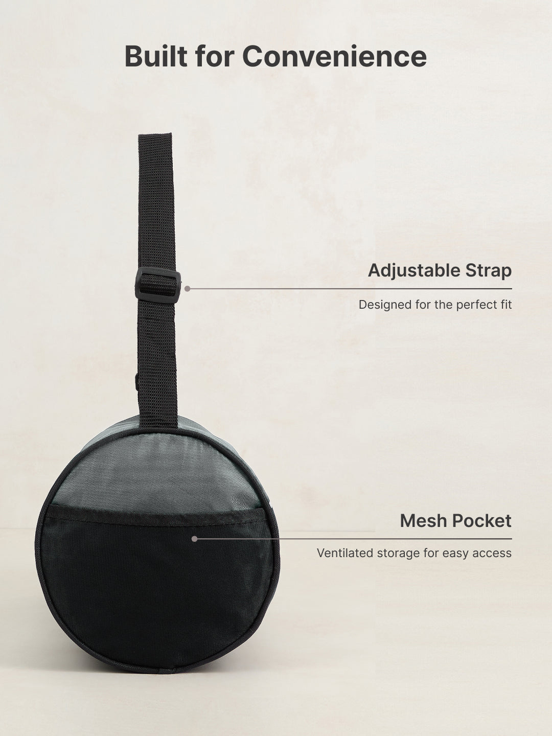 Duffle Bag Unisex Adjustable Strap Mesh pocket Gym & Sport Bag Grey 12 L