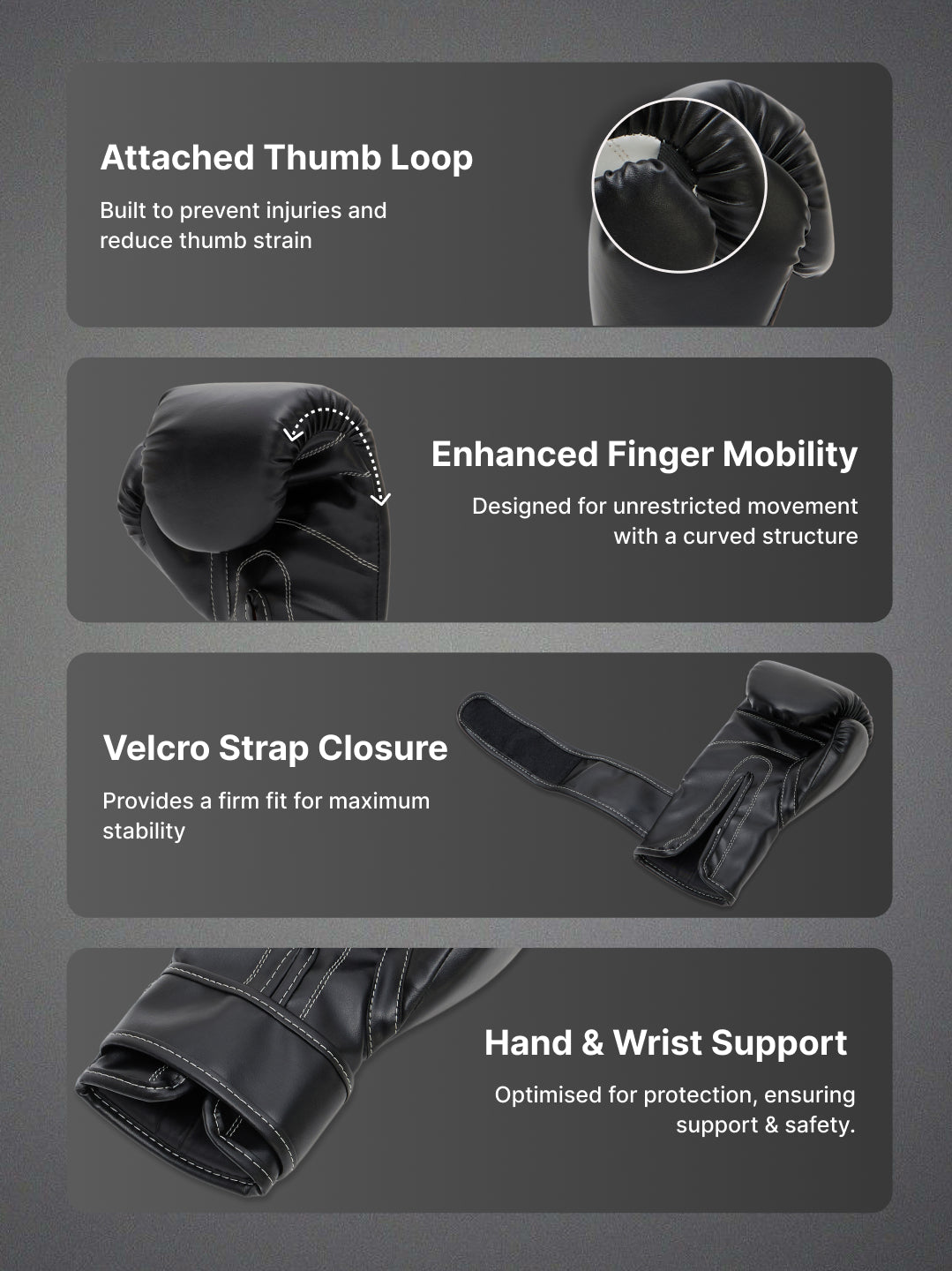 cult Neo PU Boxing Gloves for Men & Women Foam Padding Thickness 25mm Punching Bag Gloves for Boxing, Training, Kickboxing, Muay Thai, MMA Black