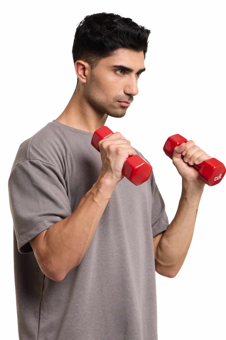 Cult 2KGx2 Vinyl Dumbbells For Home & Gym Exercises (Red)