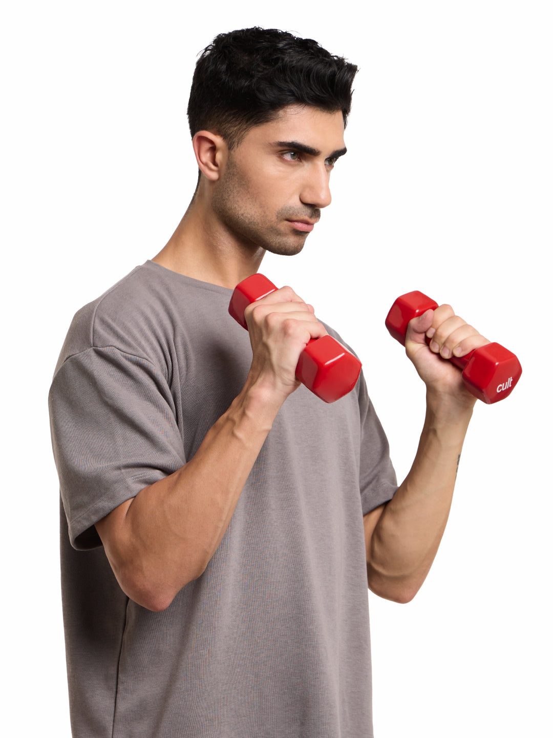 Cult 2KGx2 Vinyl Dumbbells For Home & Gym Exercises (Red)