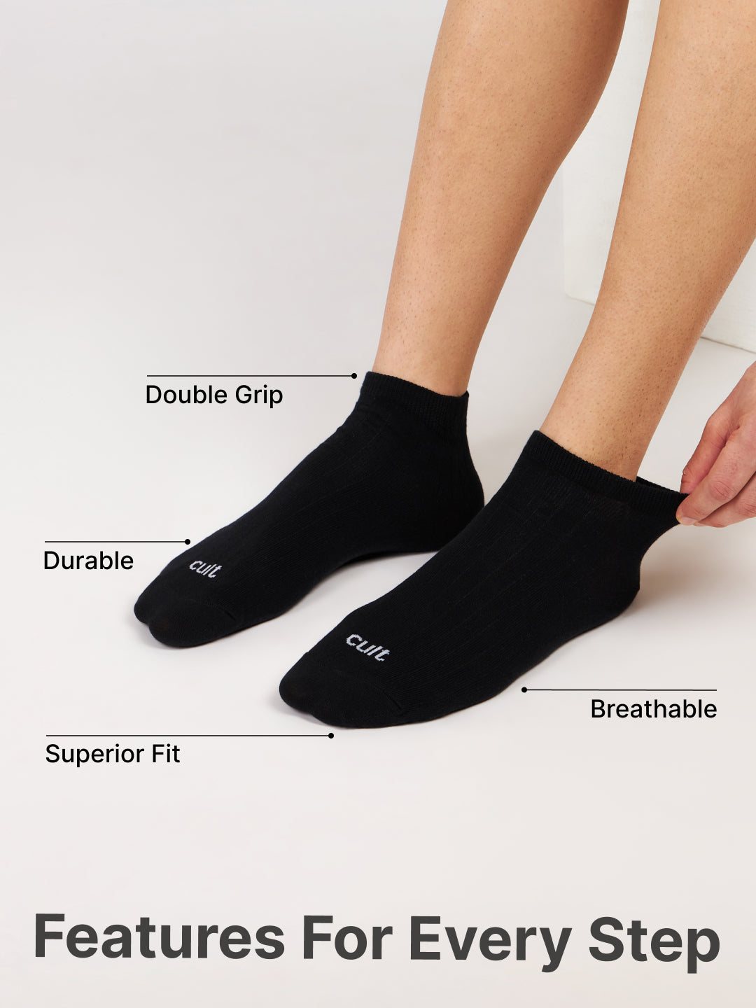 Casual Low Ankle Length Cotton Pack of 3 Socks Black Men