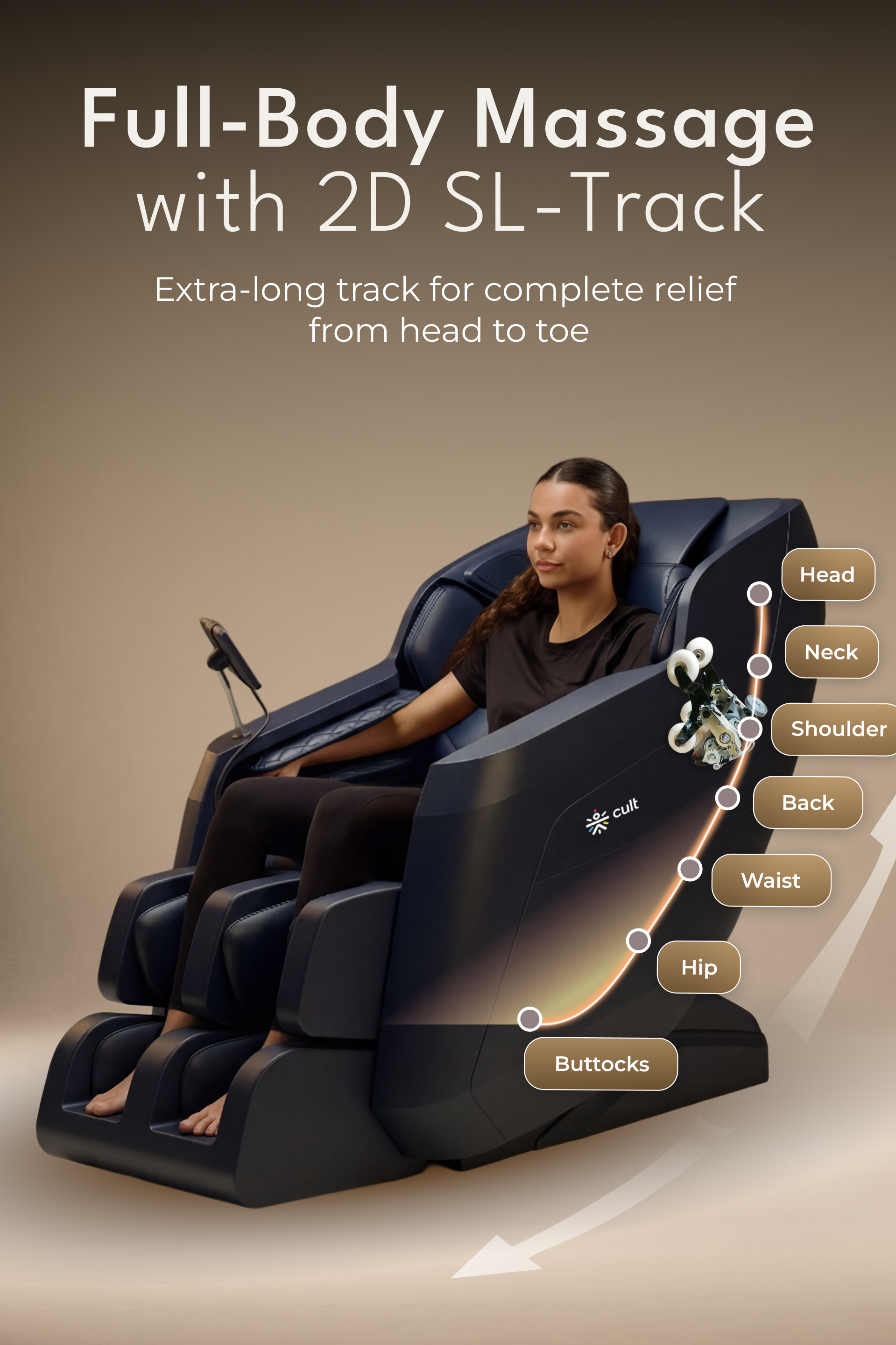 Cult Serene Massage Chair | Zero Gravity with Voice Guide & Bluetooth | 9 Preset Massage Programs | Smart Touch Screen