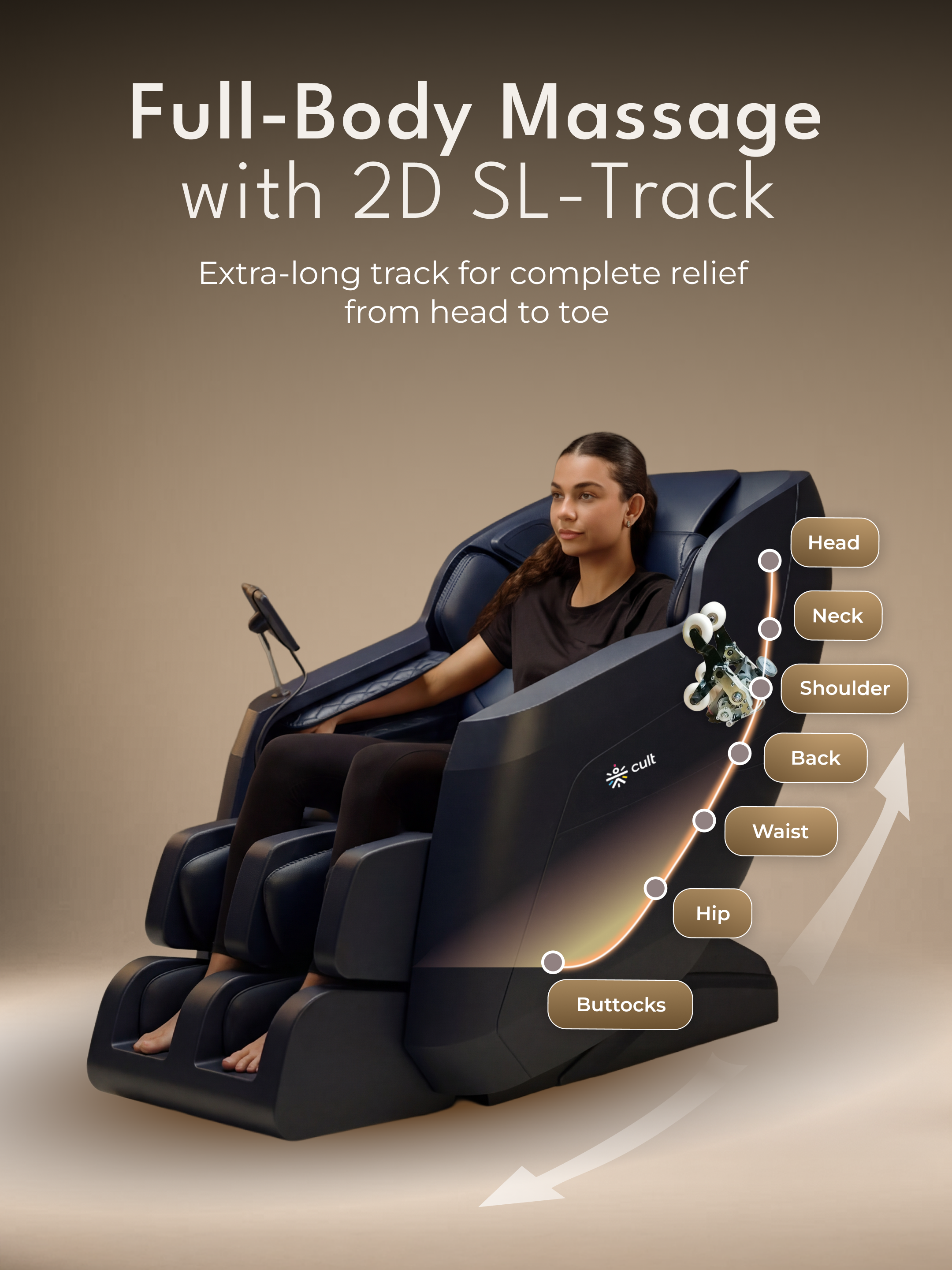 Cult Serene Massage Chair | Zero Gravity with Voice Guide & Bluetooth | 9 Preset Massage Programs | Smart Touch Screen