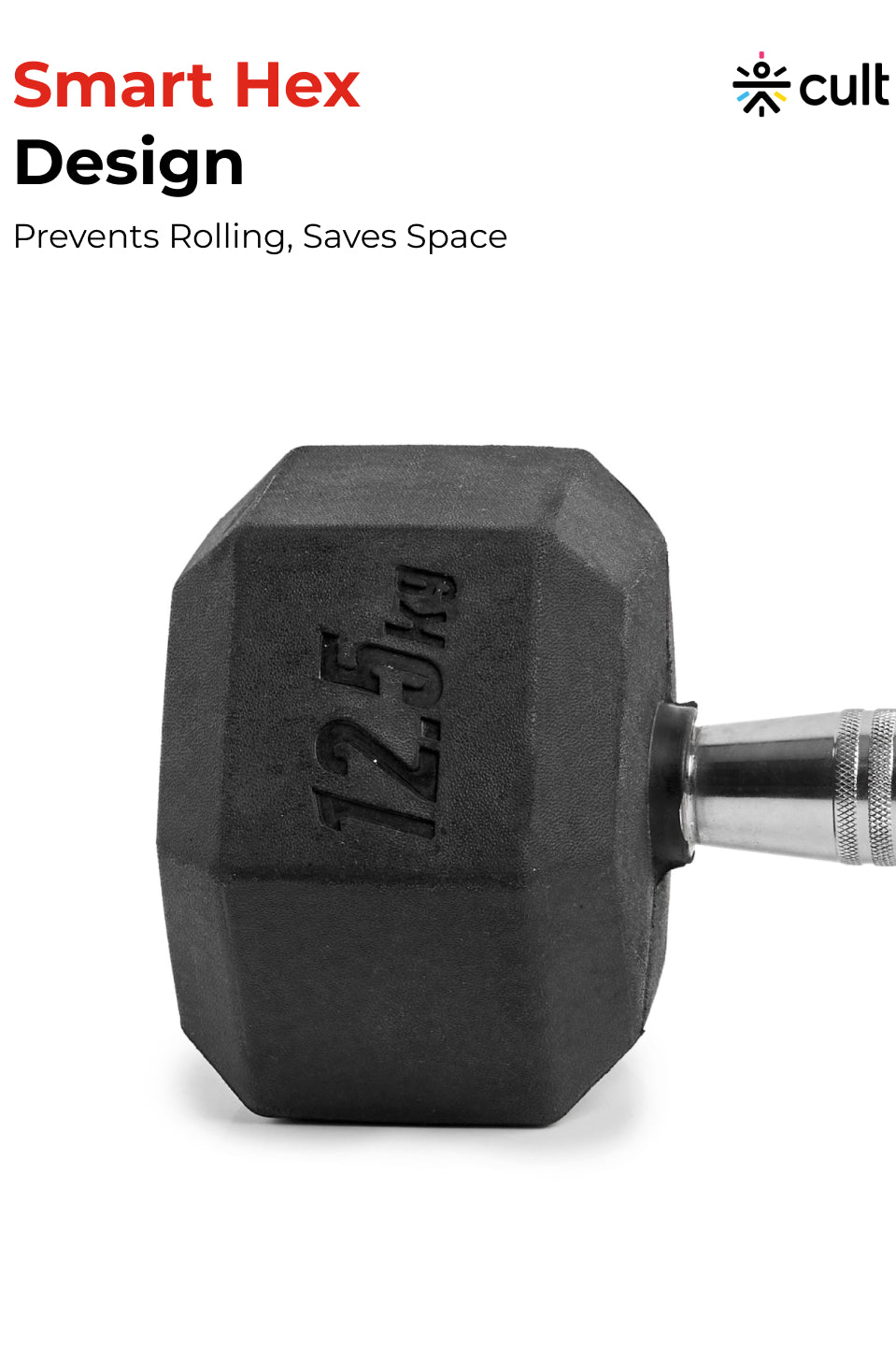 Cult 12.5Kg Hex Dumbbells For Home & Gym Exercises, Set of 2, (Black)